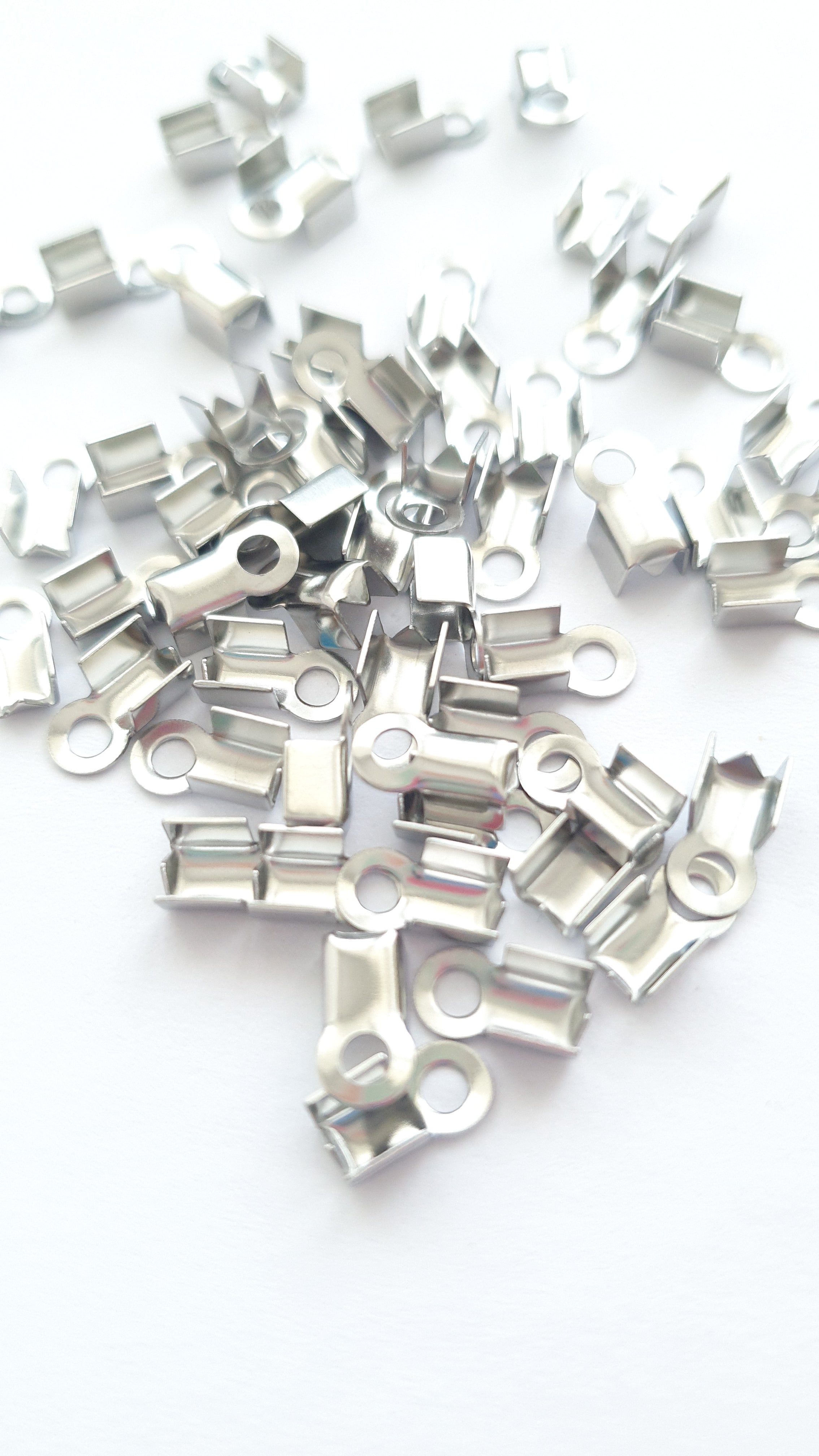 Stainless steel suede/cord clamp silver 8x3mm 10 pcs