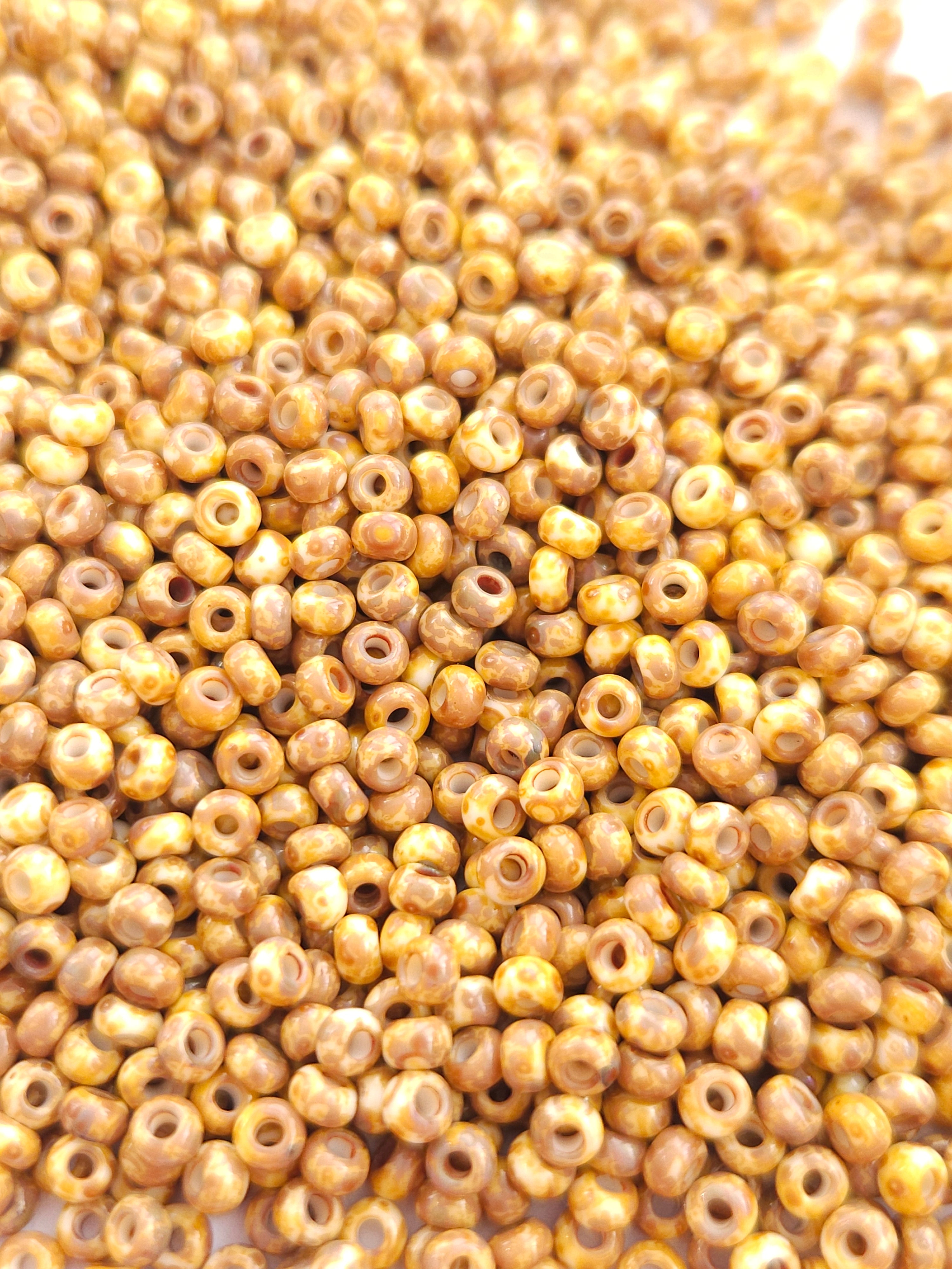 Czech Rocailles 8/0 Chalk White Dark Travertine 86805