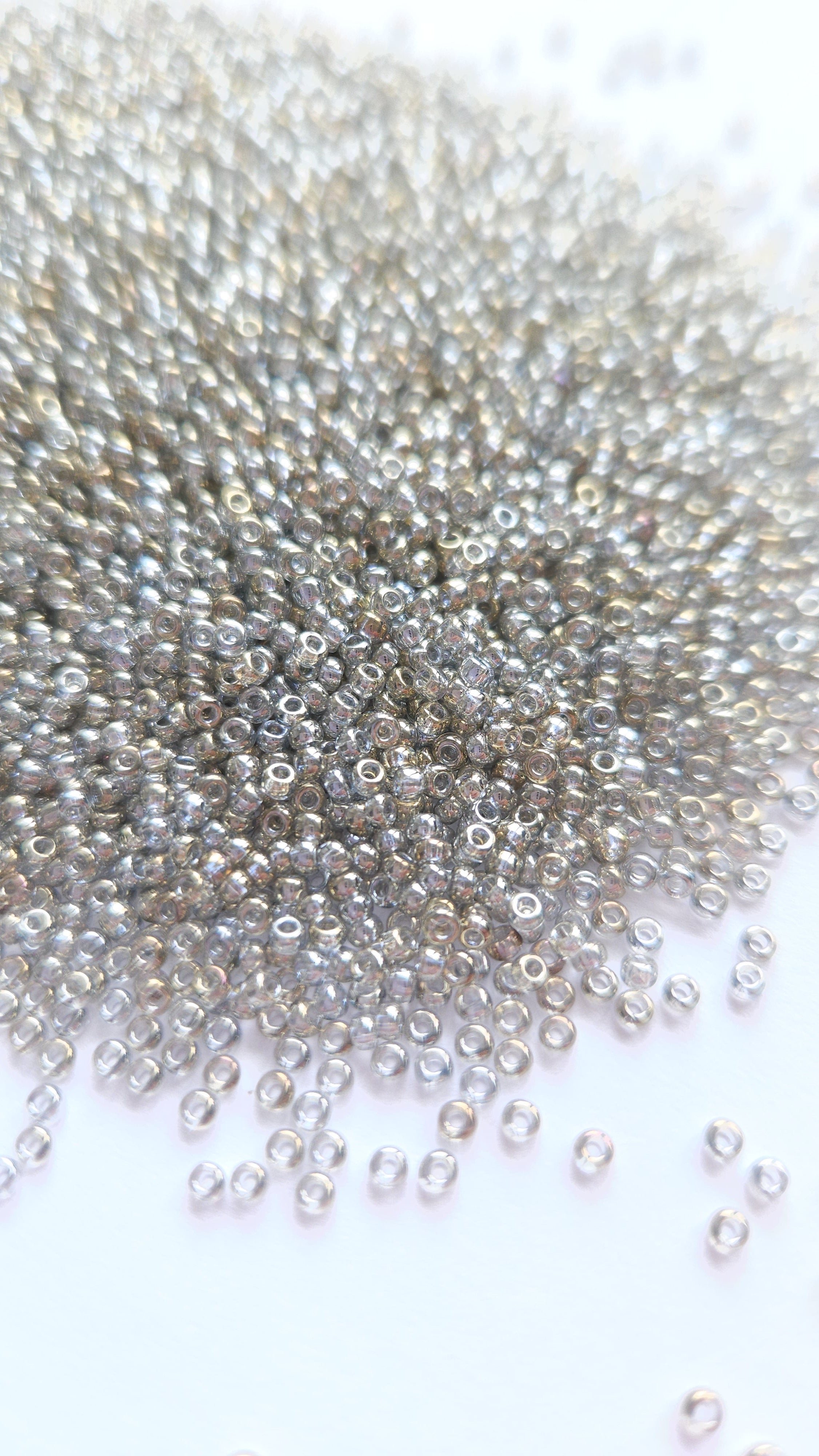 Miyuki Seed Beads 11/0 Transparent Silver Gray Gold Luster 1881