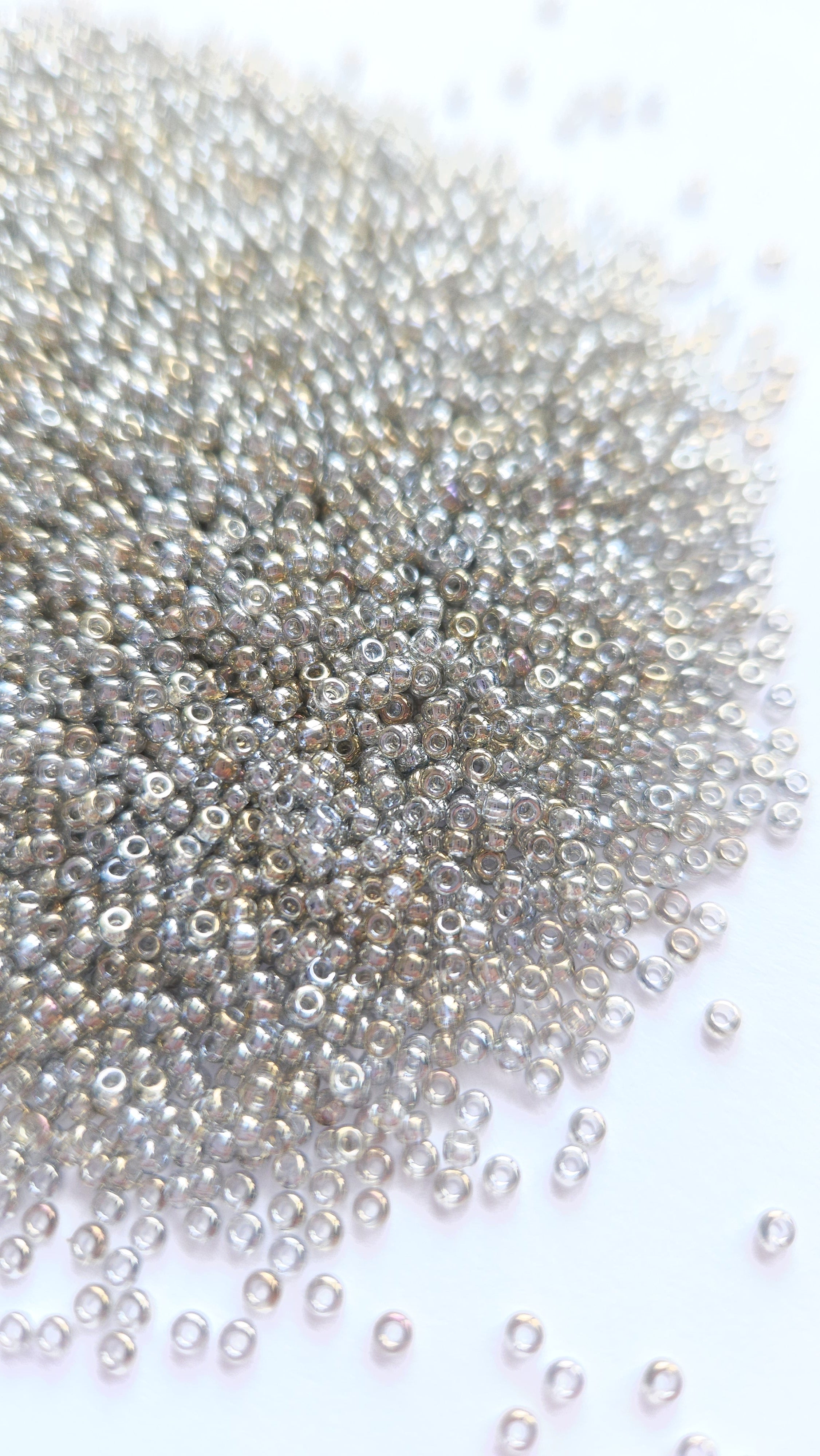 Miyuki Seed Beads 11/0 Transparent Silver Gray Gold Luster 1881