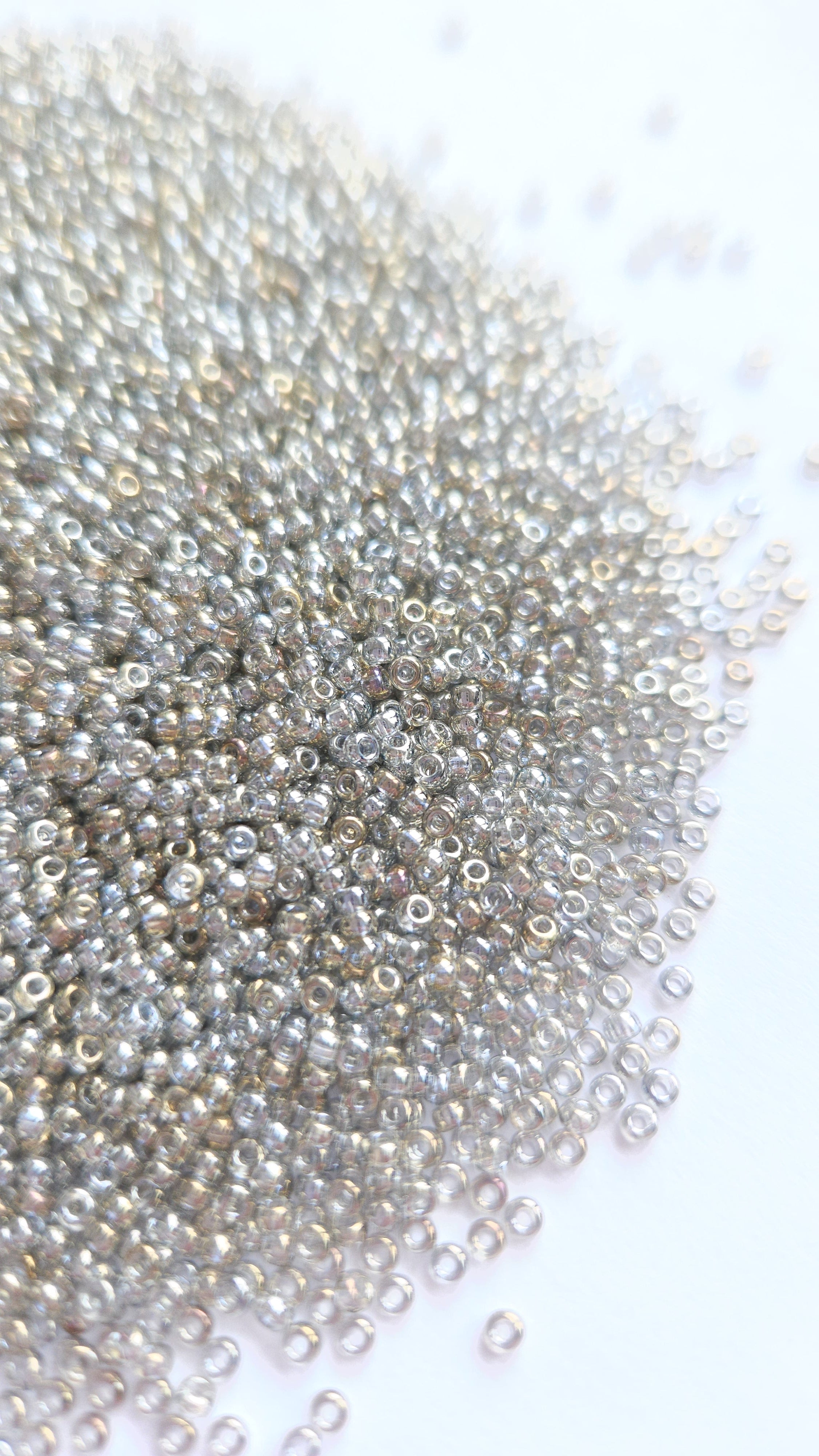 Miyuki Seed Beads 11/0 Transparent Silver Gray Gold Luster 1881
