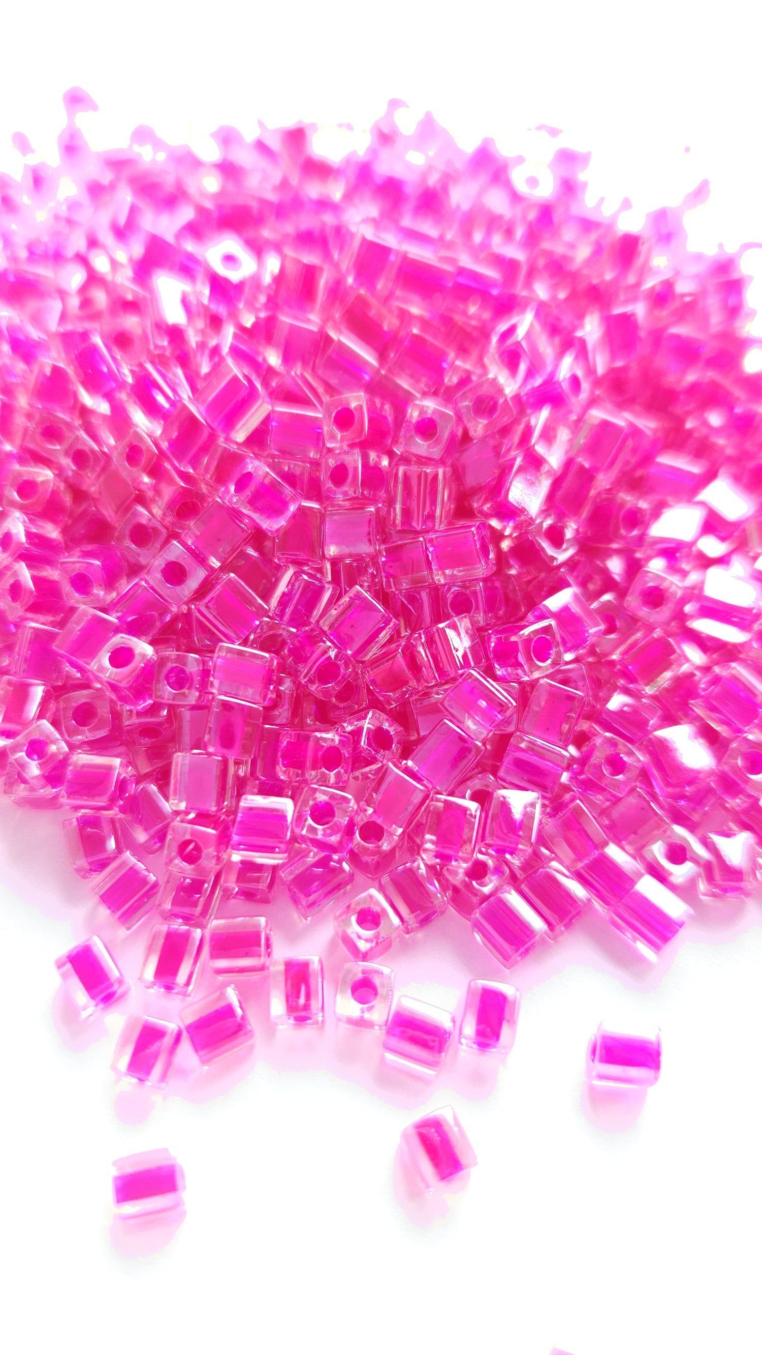 Miyuki Cubes 4mm Fuchsia Lined Crystal 0209