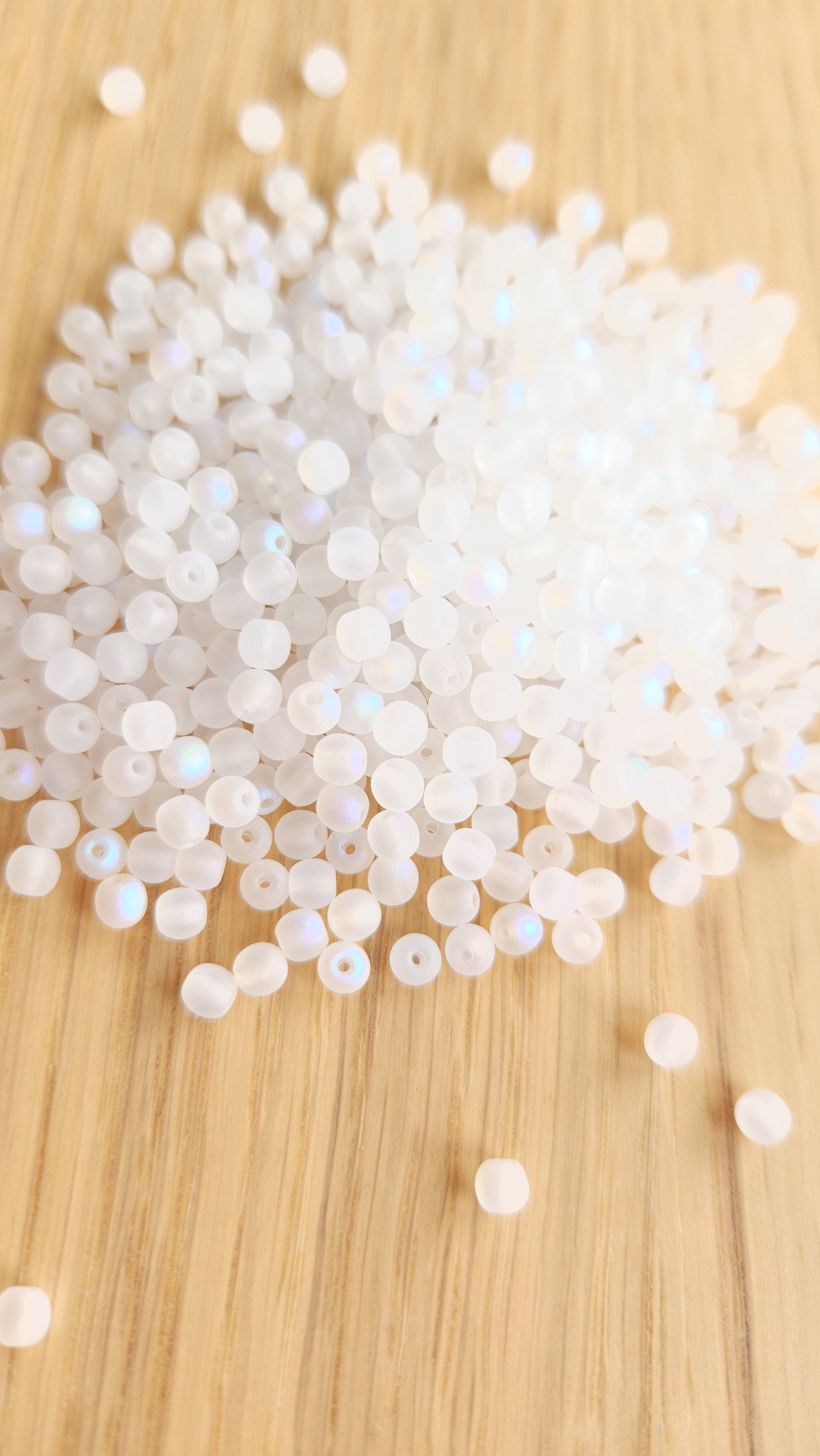 Czech round 4mm Crystal AB Matted 28771