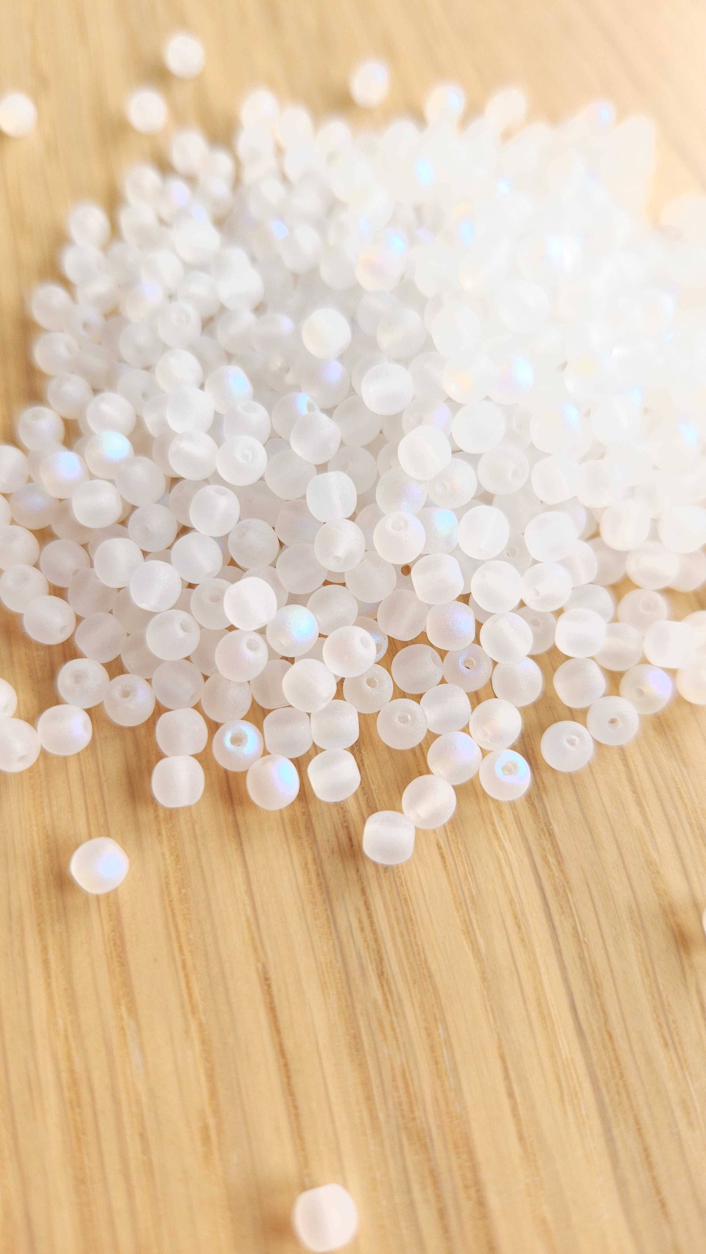 Czech round 4mm Crystal AB Matted 28771