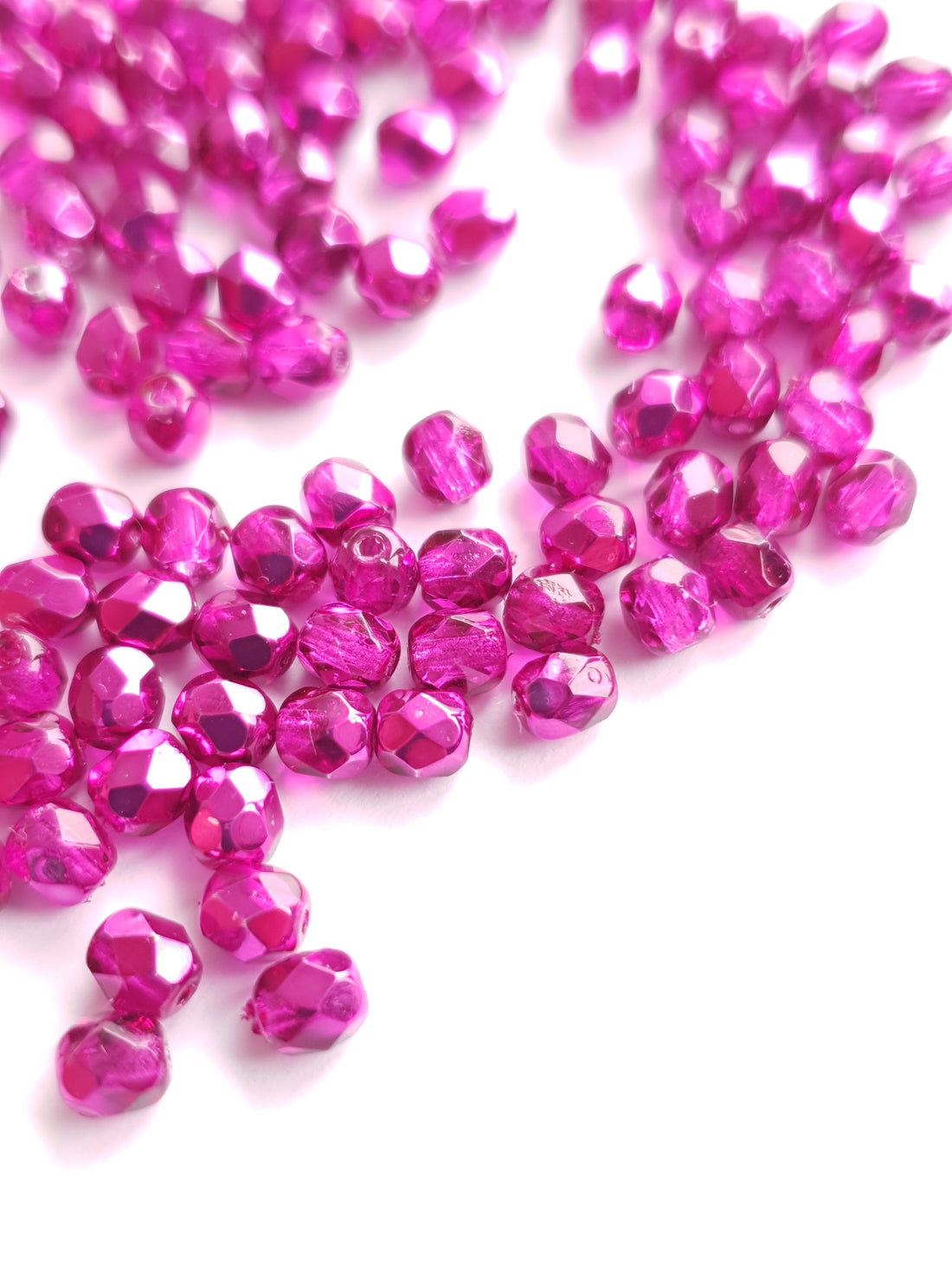 Fire Polished 4mm Crystal Hot Pink Metallic Ice 67734