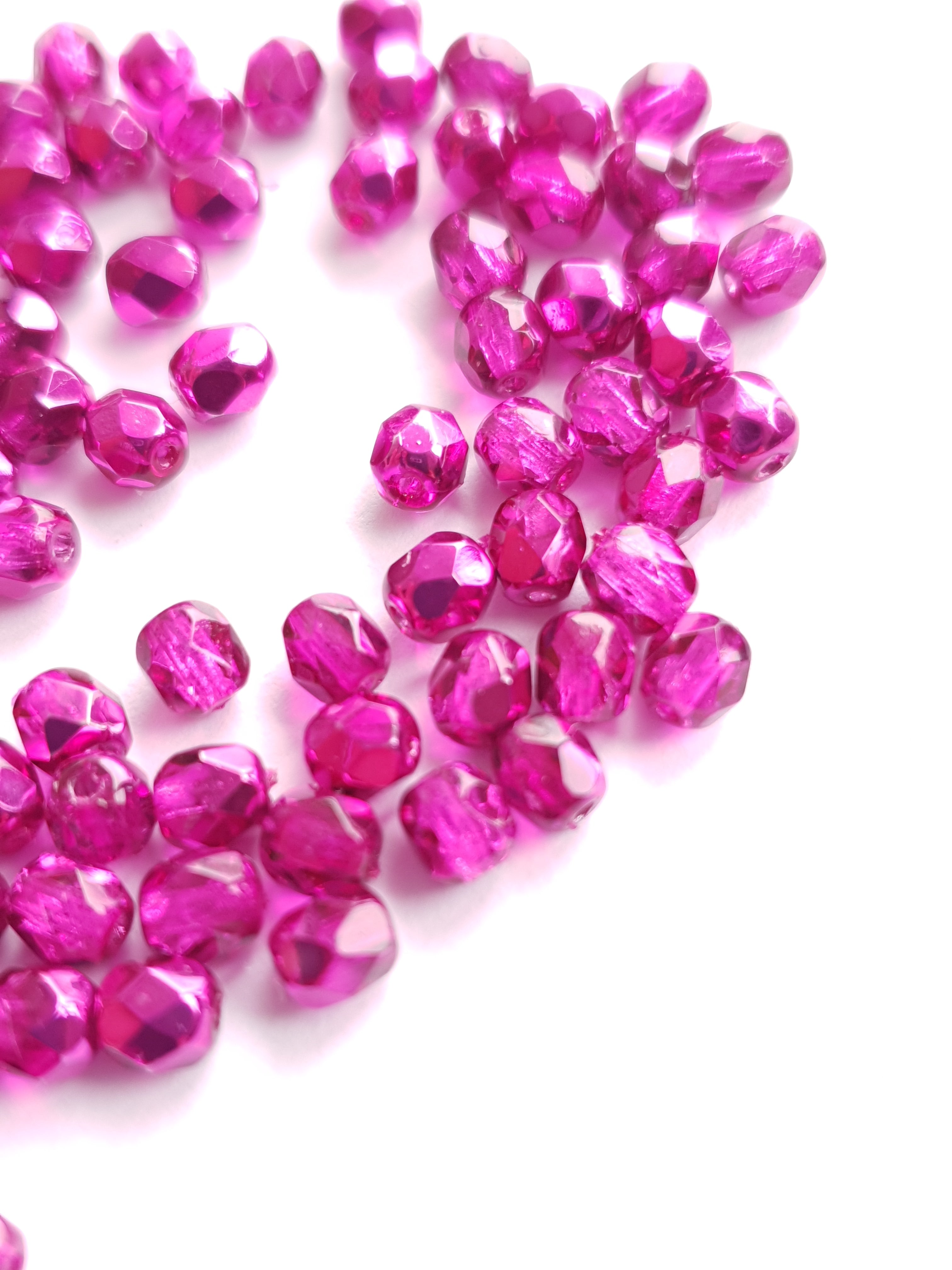 Fire Polished 4mm Crystal Hot Pink Metallic Ice 67734