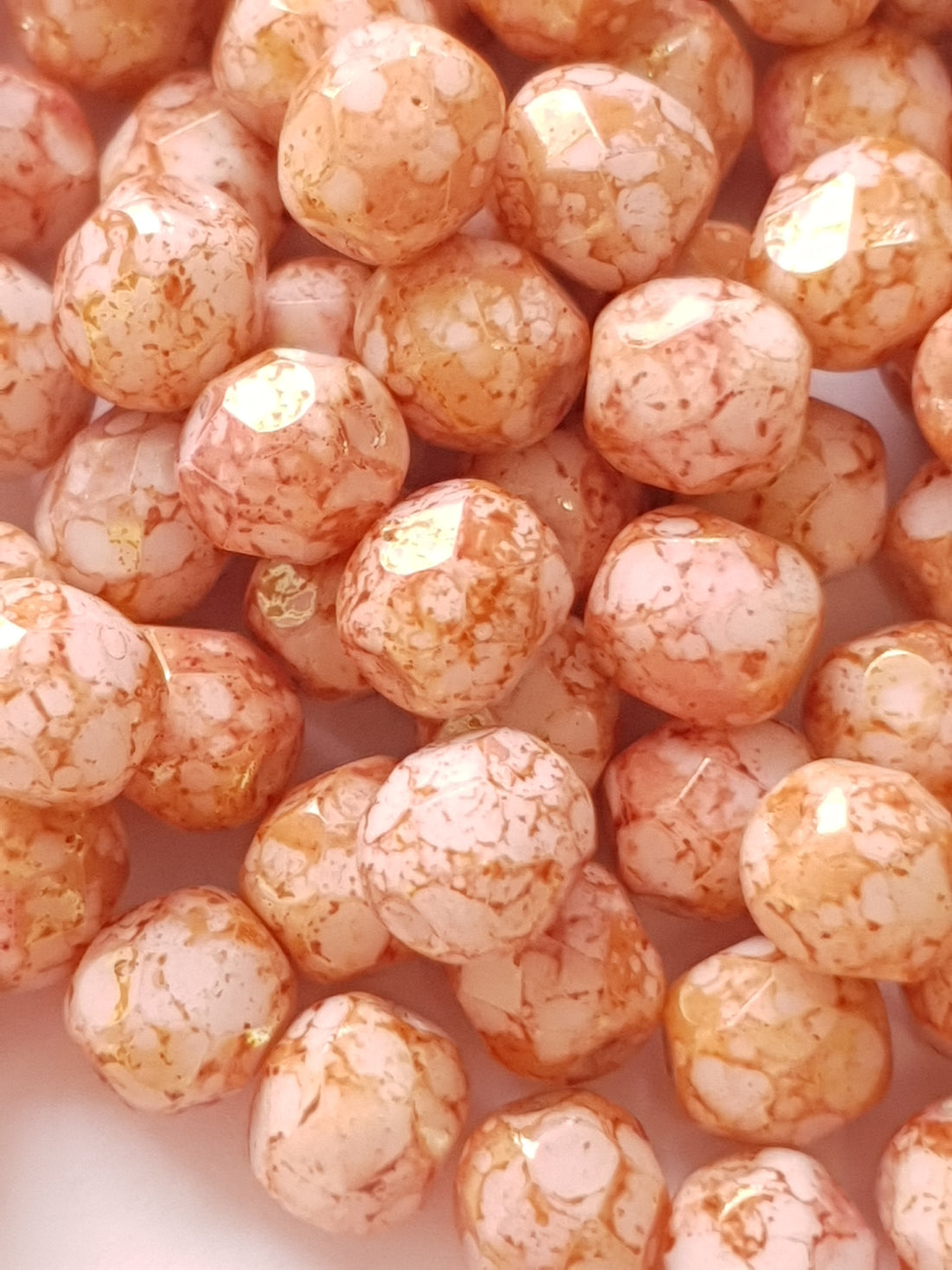 Fire Polished 6mm Chalk White Teracota Red 15495