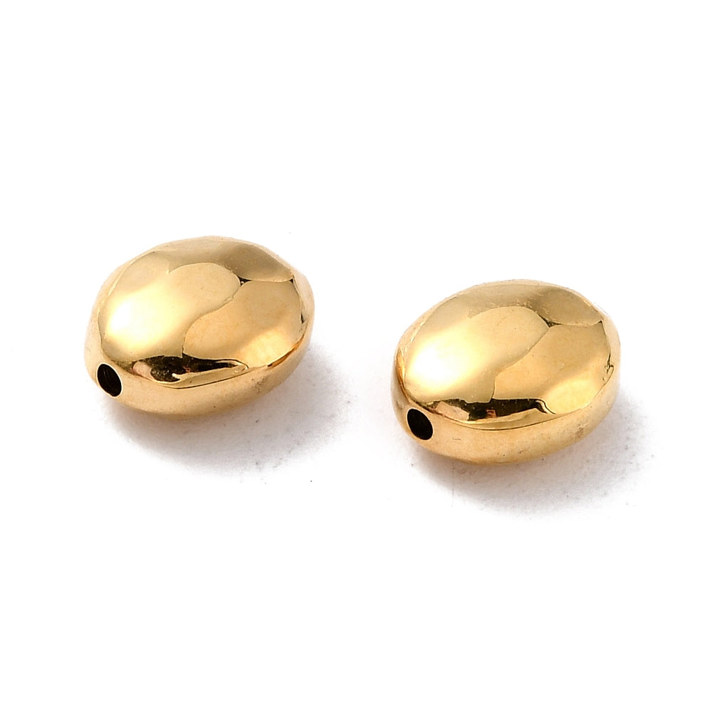 Ion plating RVS gehamerde kraal ovaal 5st