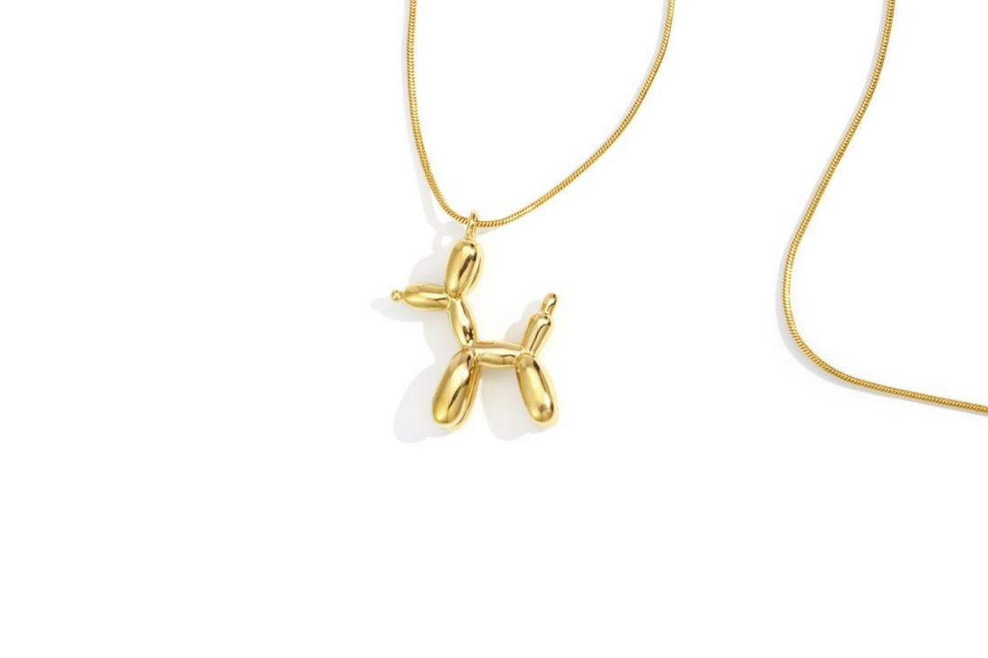 RVS lange ketting Ballon Hondje