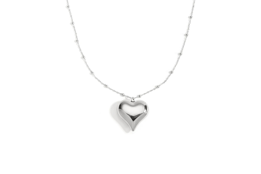 Lange Hart Ketting RVS Zilver