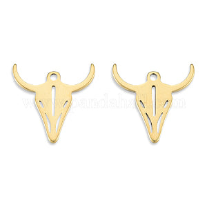 Cattle Head Bedel Ion Plating RVS goud 14.5x14x1mm
