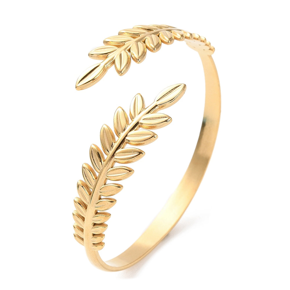 Stainless Steel Cuf Bracelet Leaf