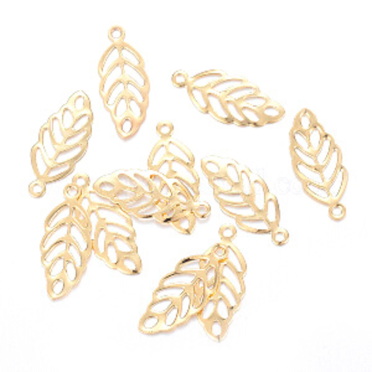 Feather Charm Stainless Steel Gold 13x5.5x0.3mm