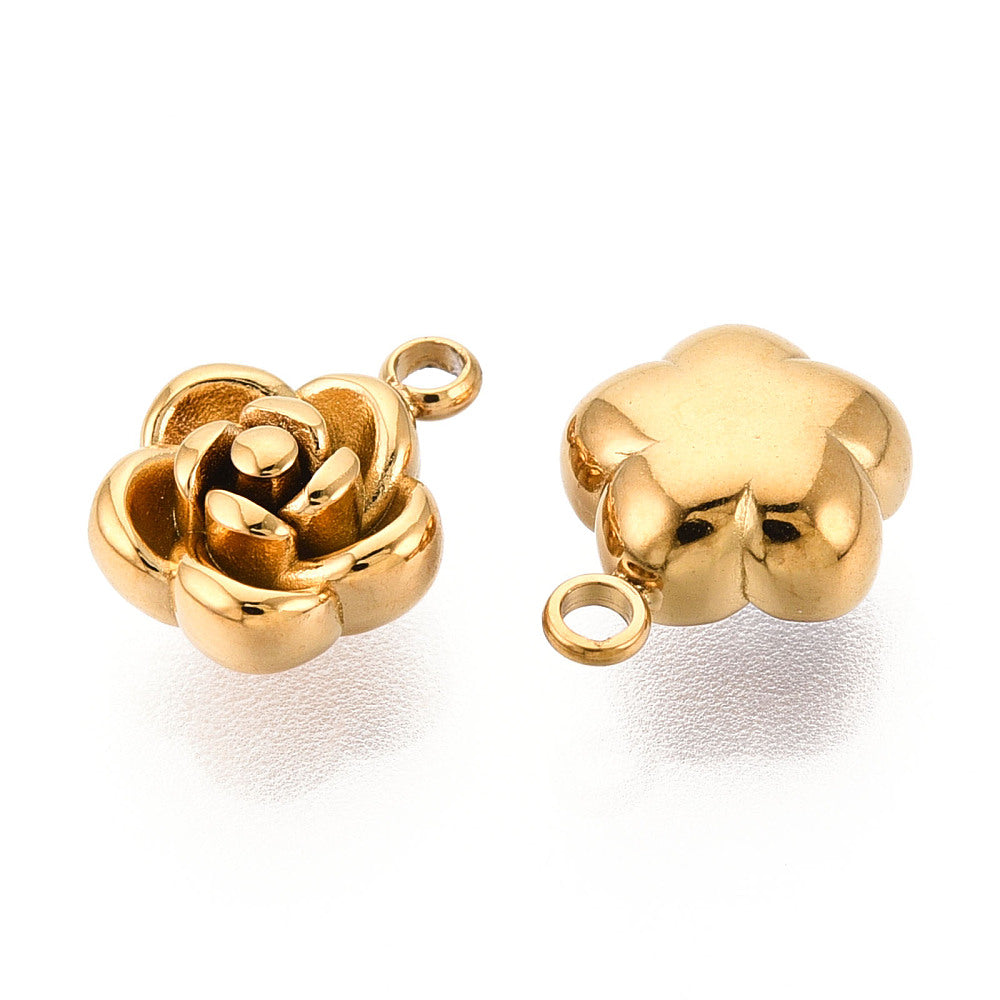 Ion plating Stainless Steel Flower Charm 14kt gold plated