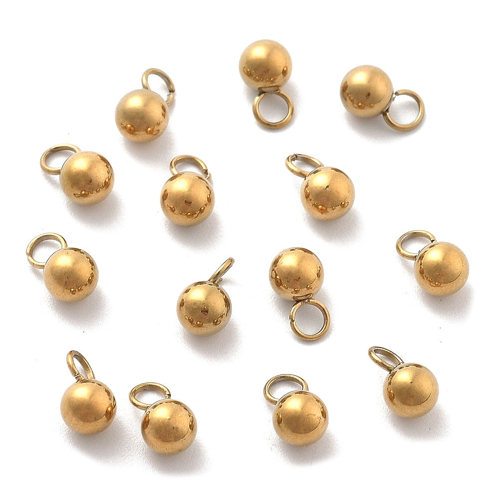 Ion Plating RVS bedel 18kt gold plated bolletje 6x4mm