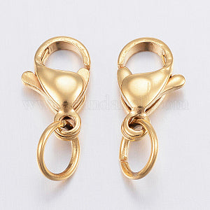 Ion Plating op RVS Karabijn sluiting die niet verkleurd goud kleur 10x7mm met ring