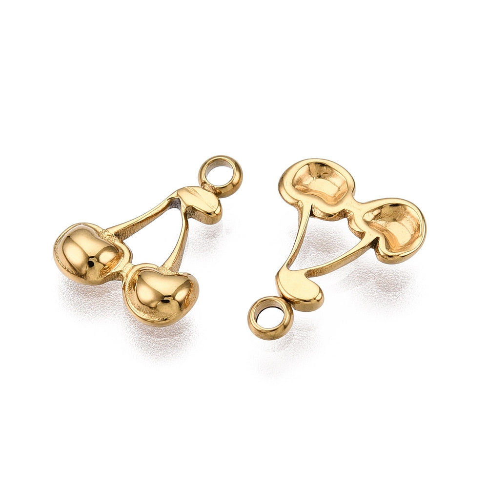 Ion plating stainless steel CHERRY Charm 18kt gold plated