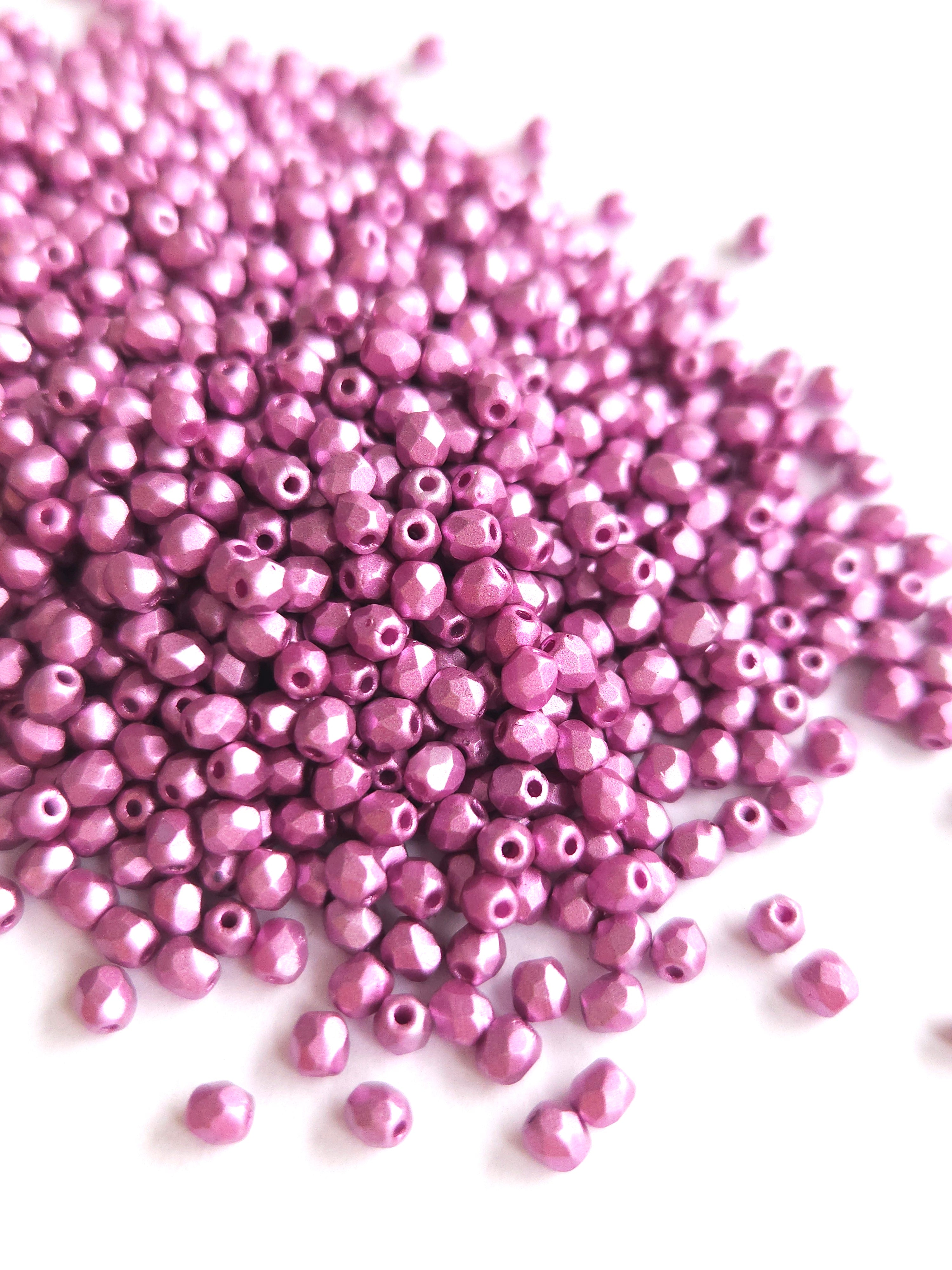 Fire Polished 3mm Metallic Lilac