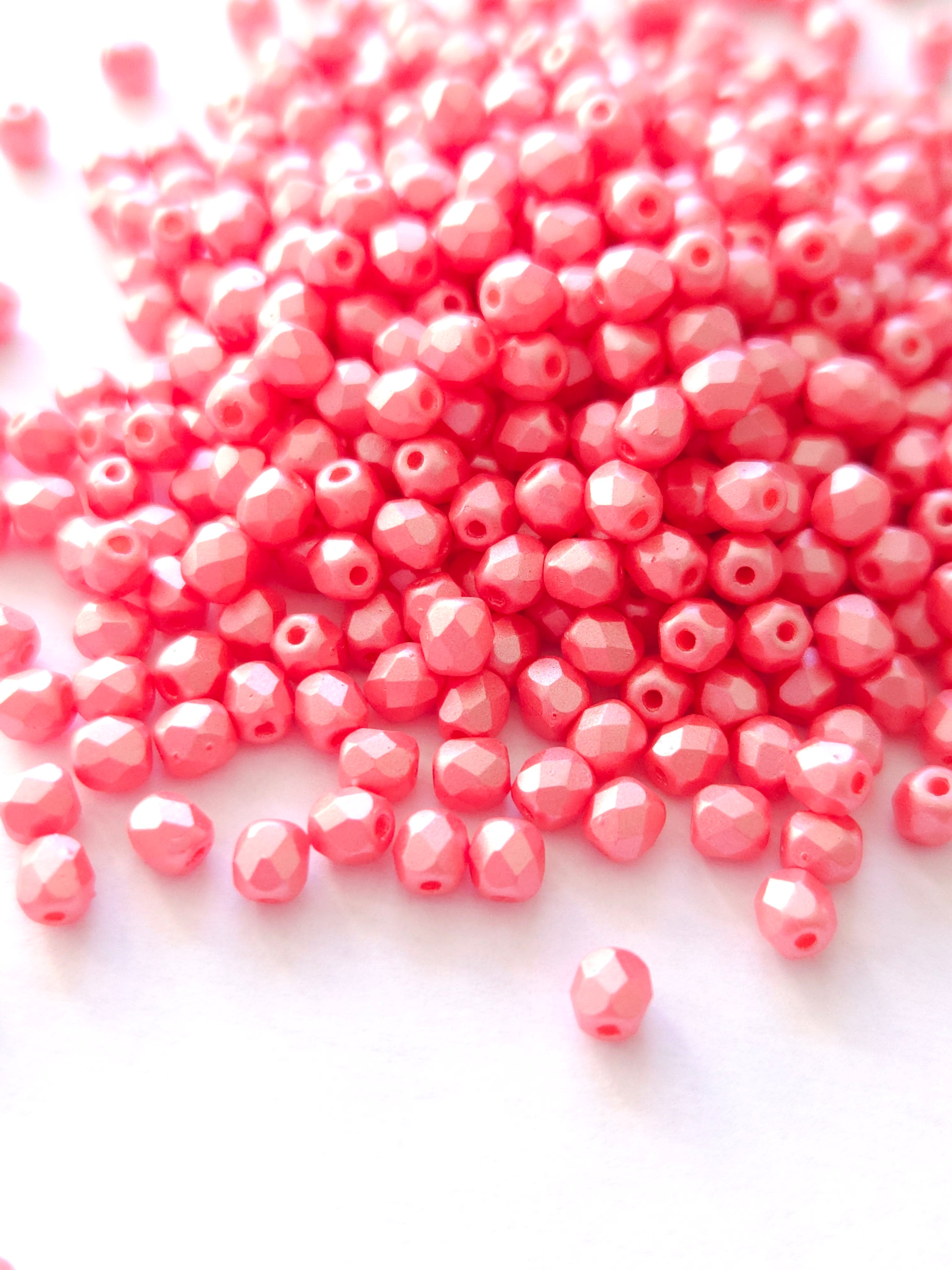 Fire Polished 4 mm Alabaster Pastel Lt.Coral 25007 60st