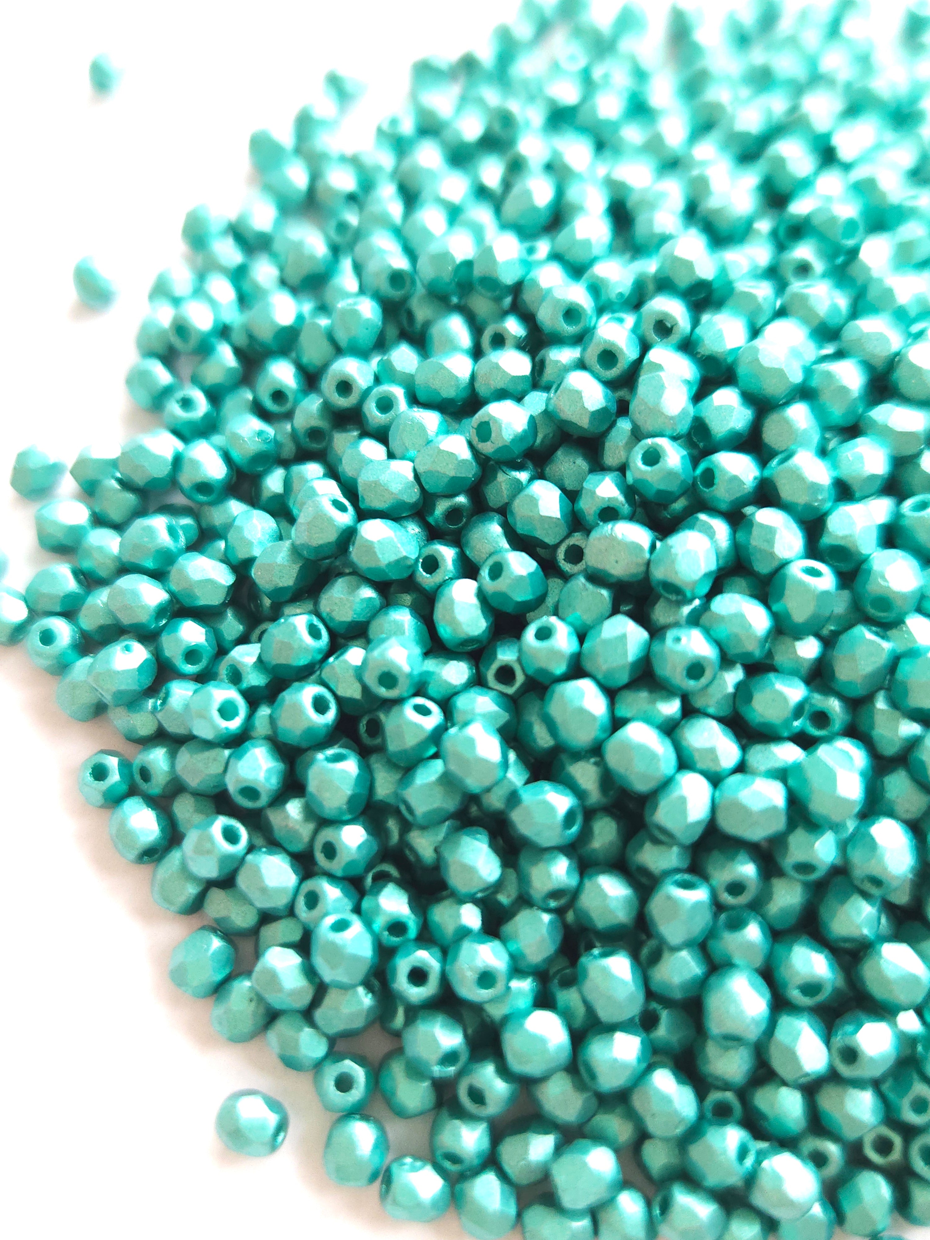 Fire Polished 3mm Metallic Emerald