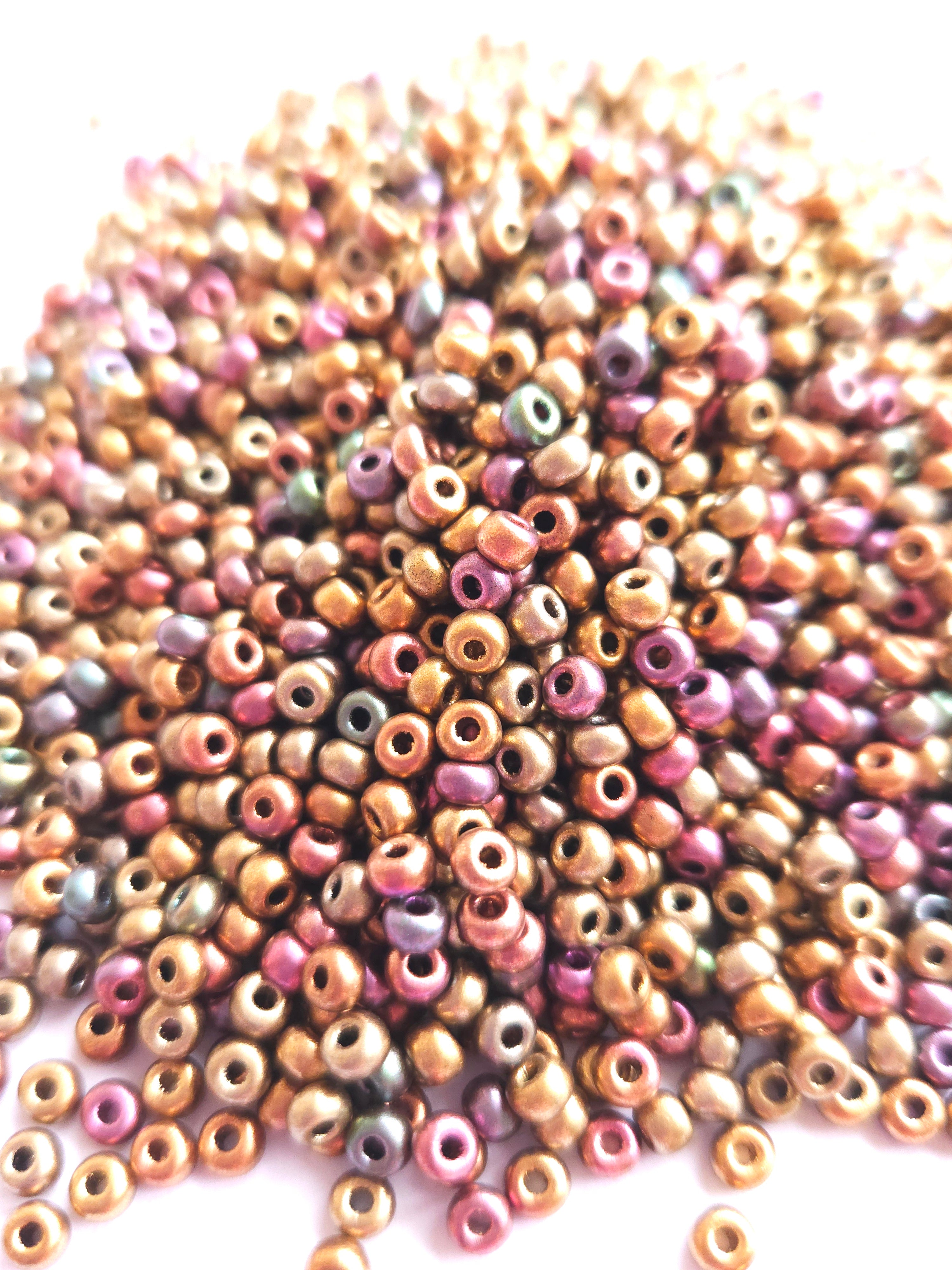 Tsjechische Rocailles 6/0 Purple Iris Gold 01640