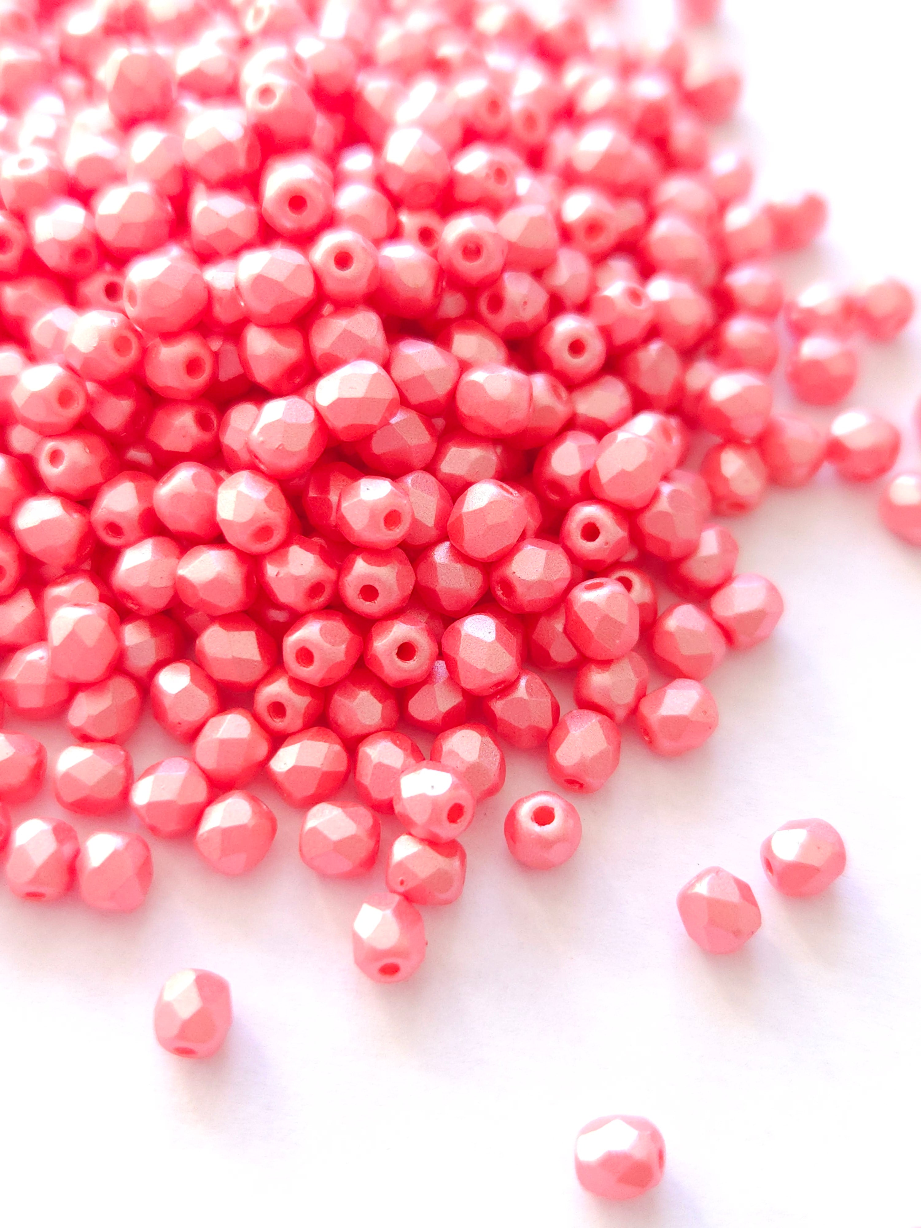 Fire Polished 4 mm Alabaster Pastel Lt.Coral 25007 60st