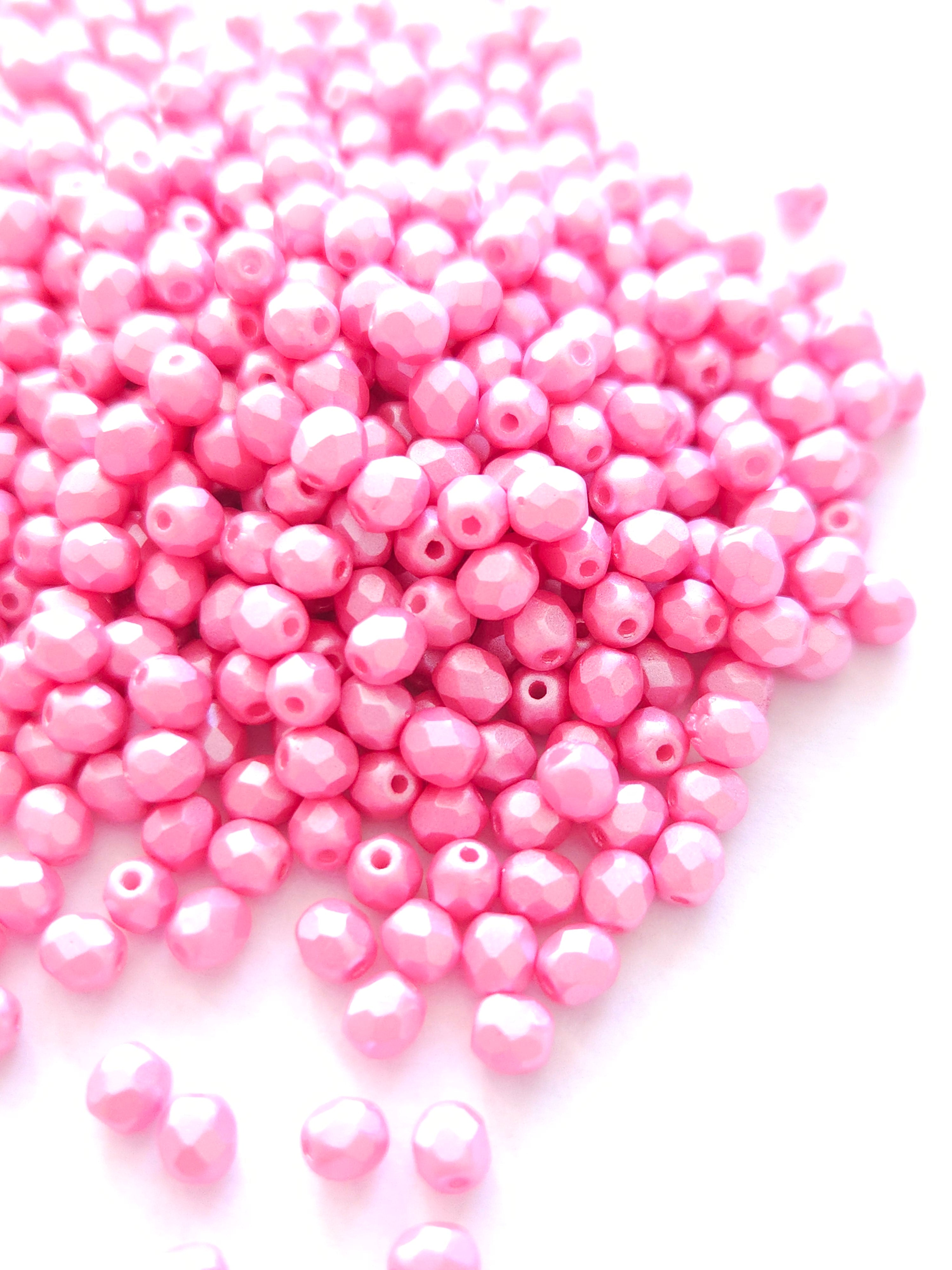 Fire Polished 4mm Alabaster Pastel Pink 25008 60st