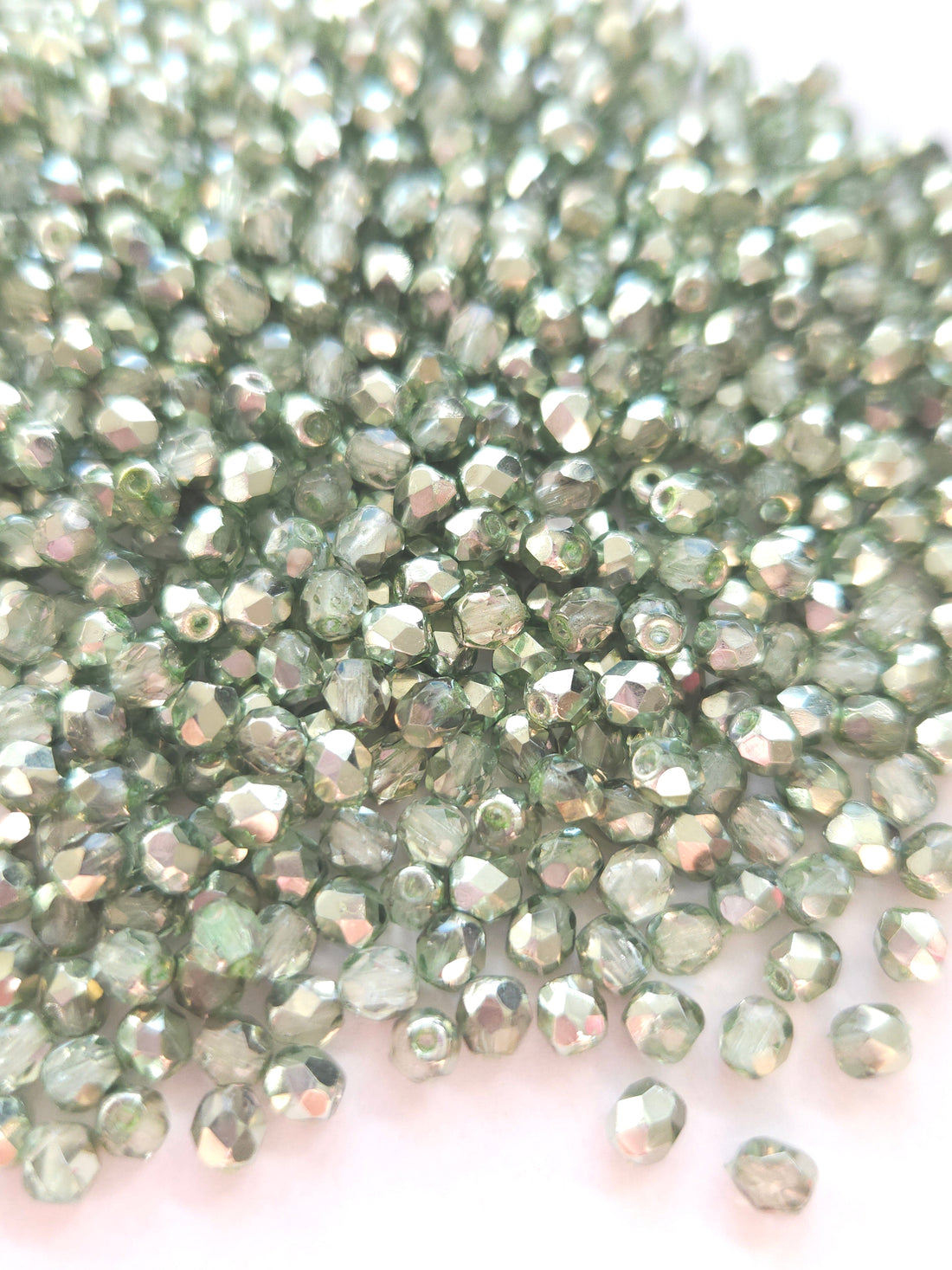 Fire Polished 4mm Crystal Sea Foam Metallic ice