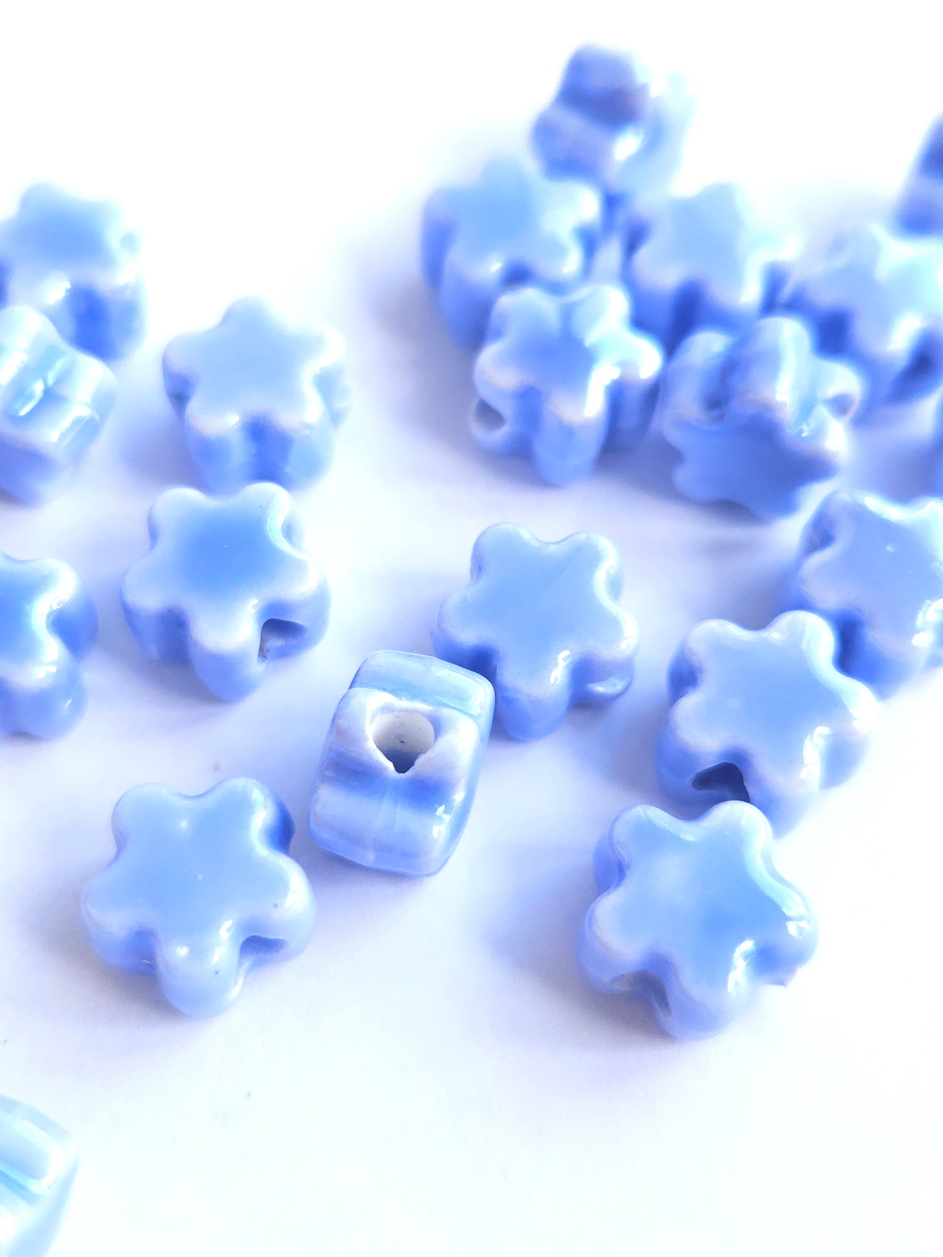 Keramisch kraal Blue Blossom