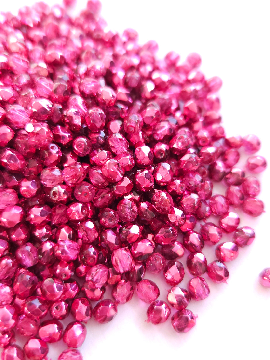 Fire Polished 4mm Crystal Rose Metallic ice