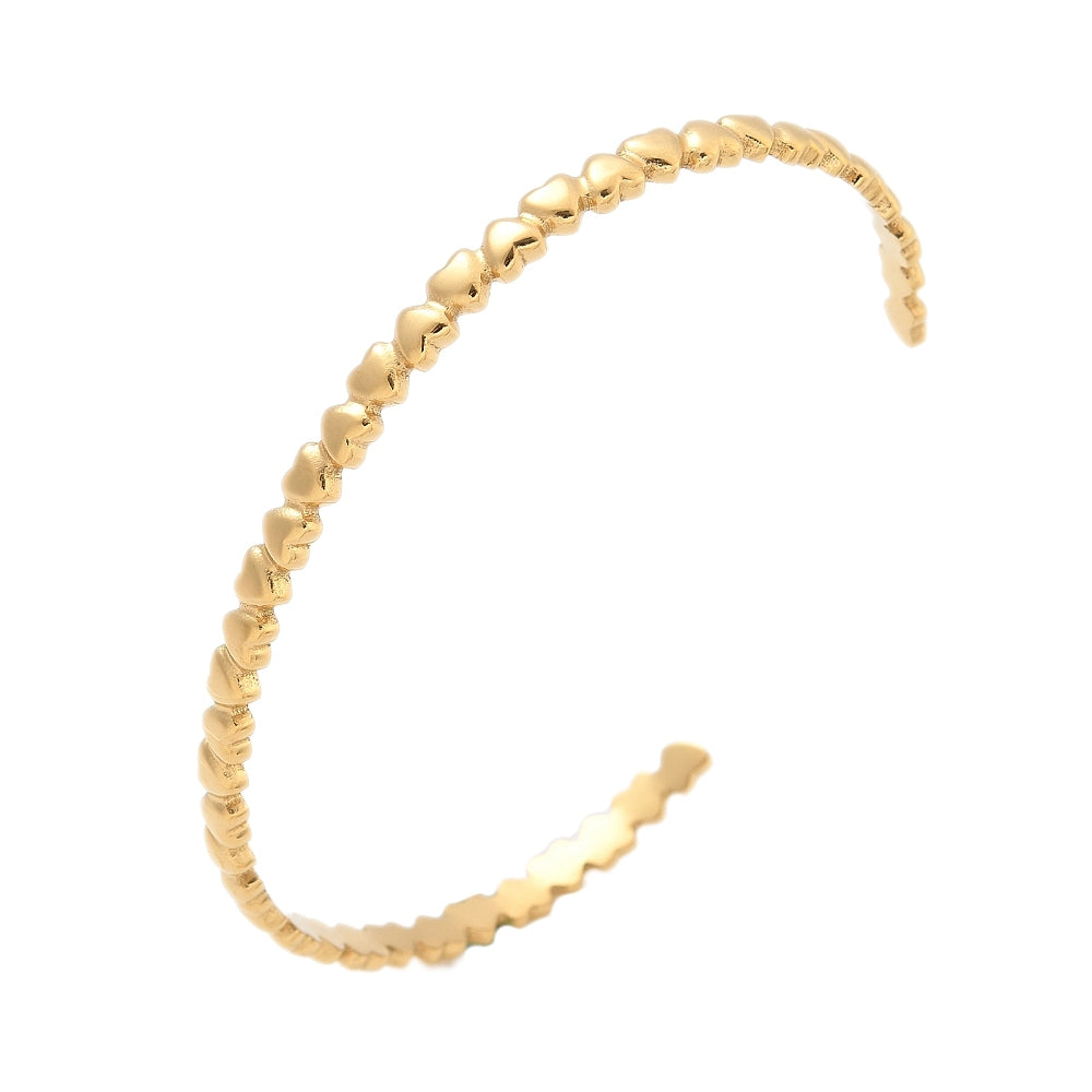Ion plating 14kt gold plated stainless steel heart bracelet bangle