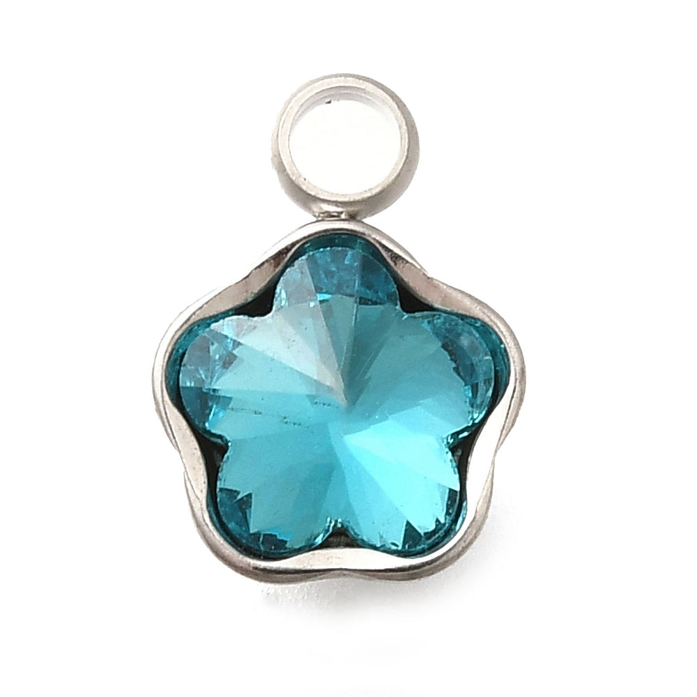 RVS Strass Bloem bedel Aqua