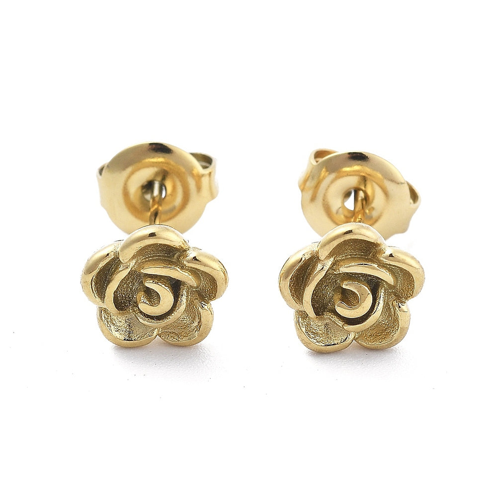 Ion Plating 14 kt gold plated Stainless Steel Flower Studs