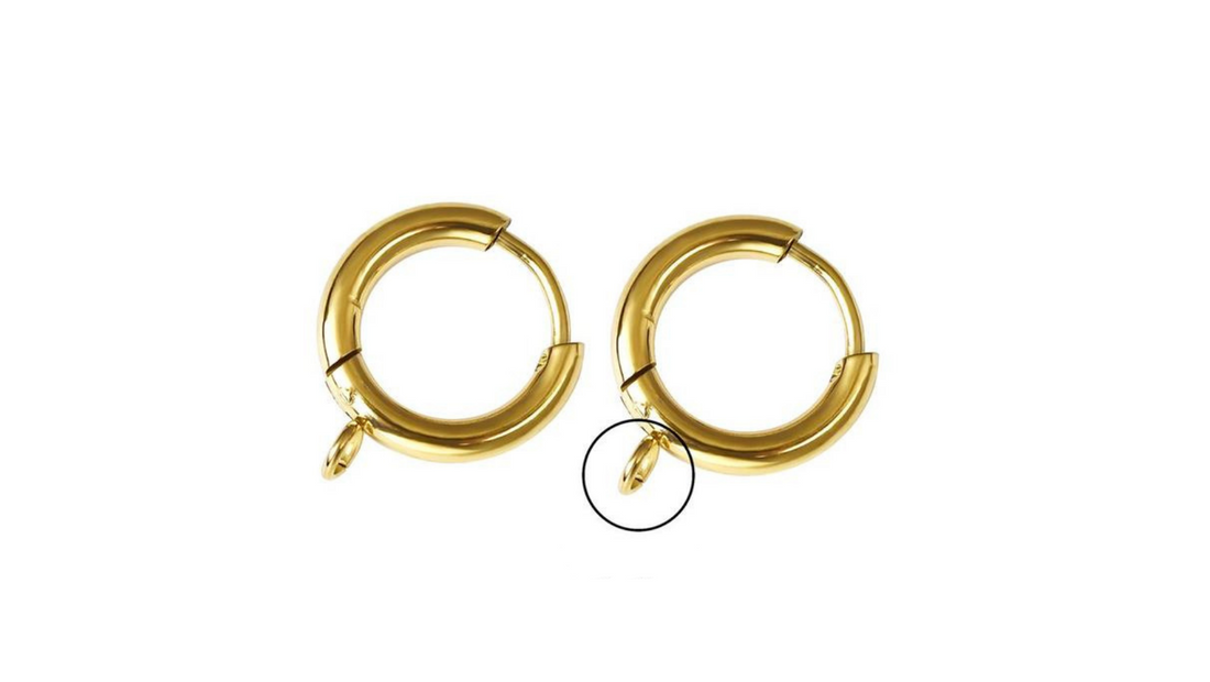RVS Oorbel Ring 12mm met verticaal oogje Goud kleur