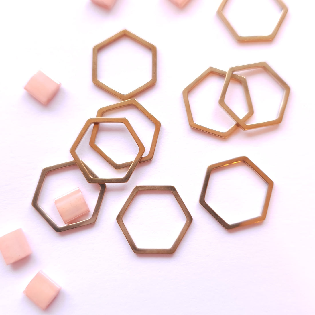 RVS connector Hexagon goud 12 x 13mm 2st