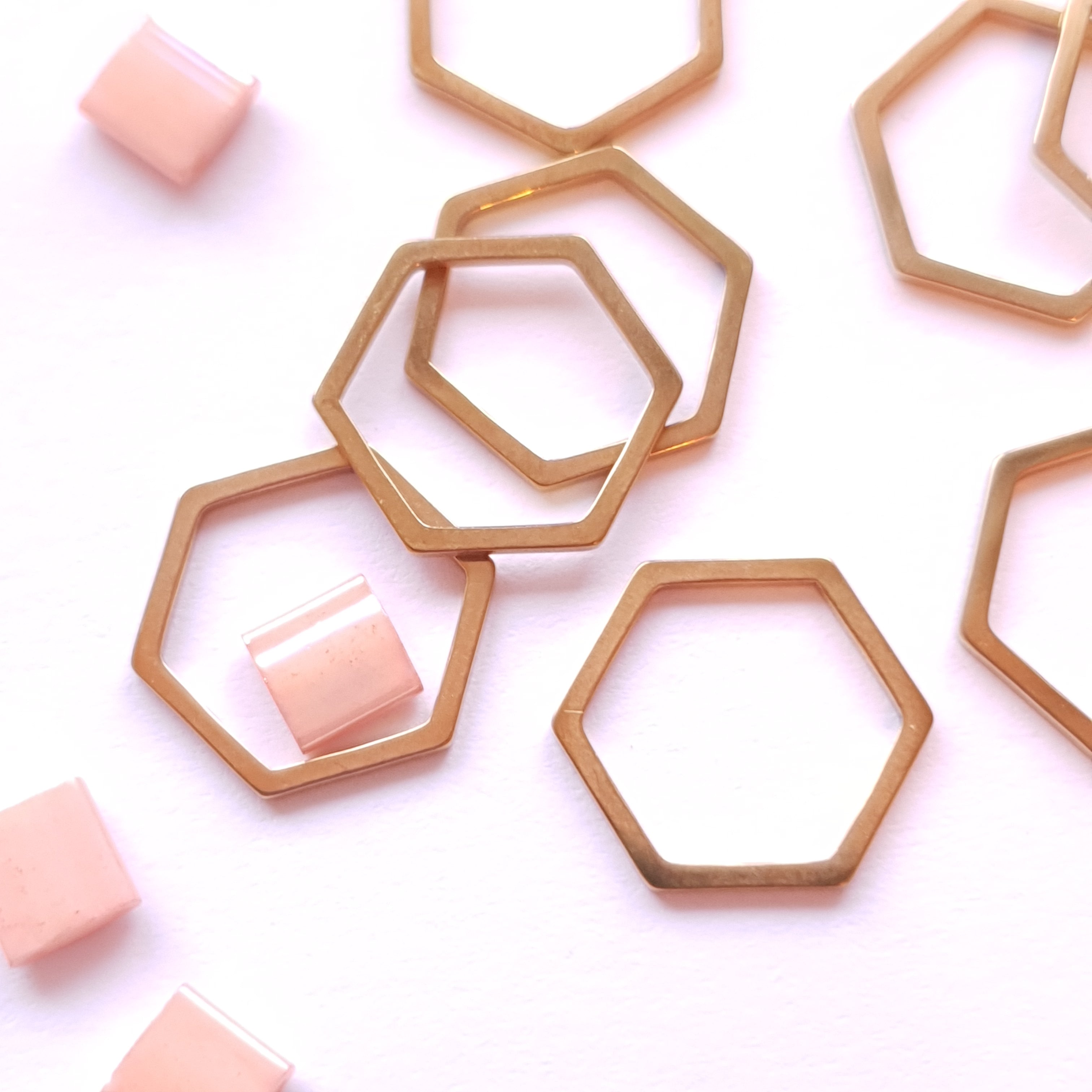 RVS connector Hexagon goud 12 x 13mm 2st