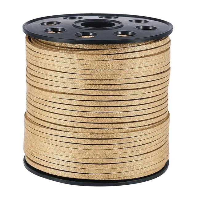 Suede imitatie leer Tan 3mm Glitter 2 meter