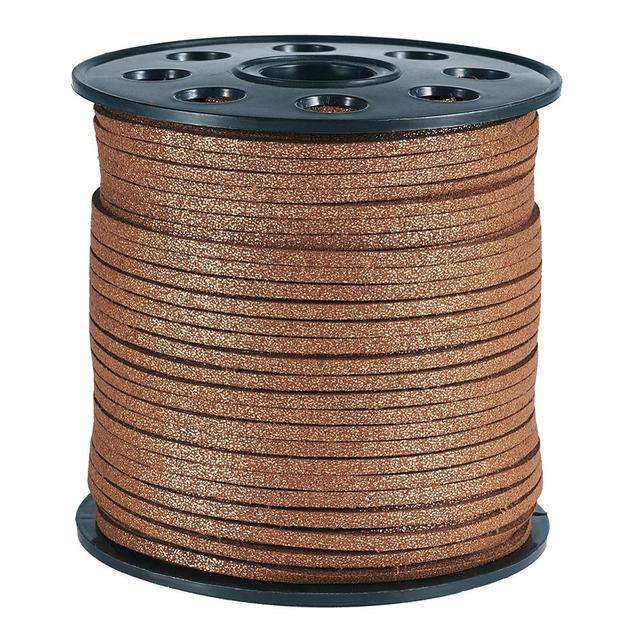Suede Faux Bruin brown glitter 3mm 2 meter