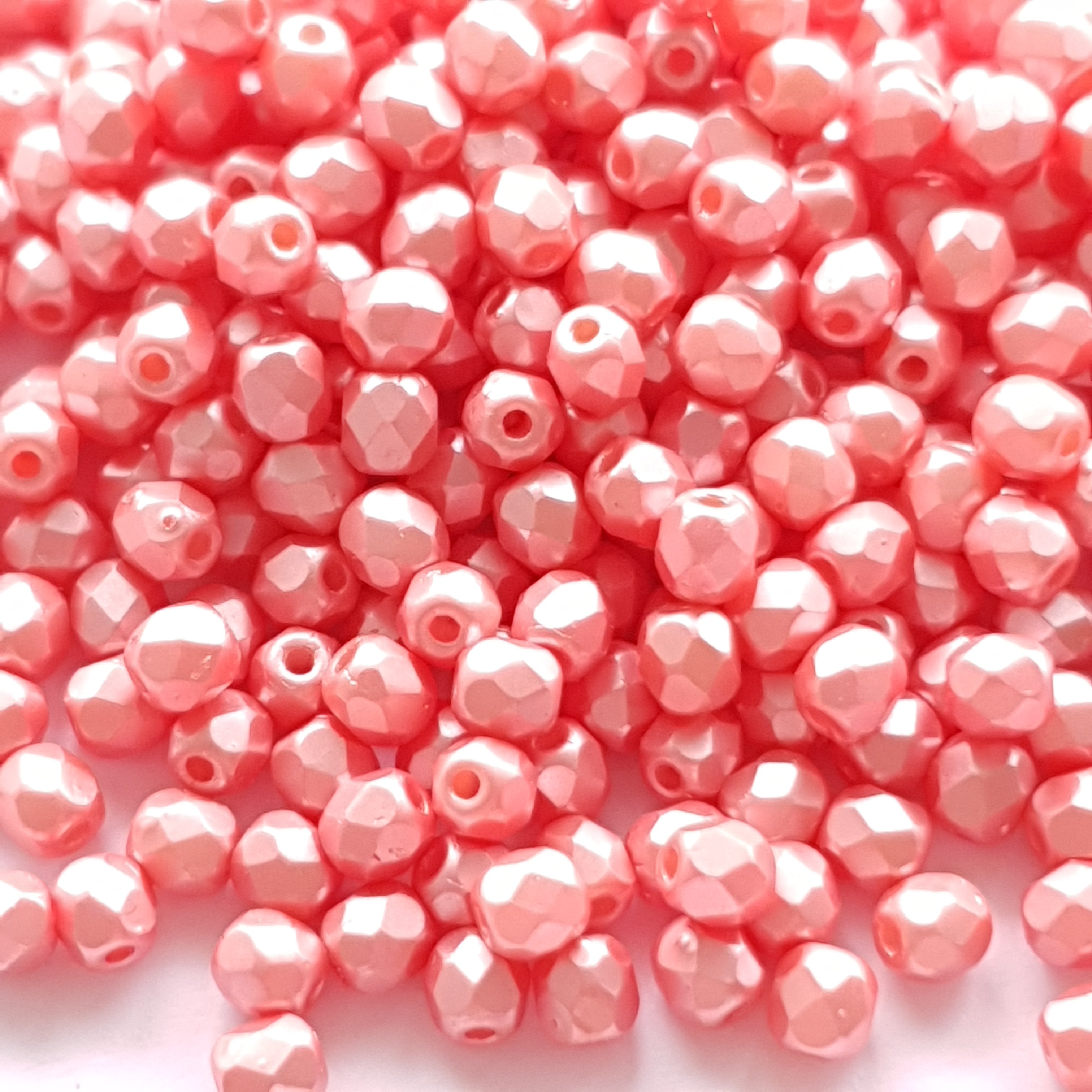 Fire Polished 3mm Alabaster Pastel LT Coral 25007 130pcs