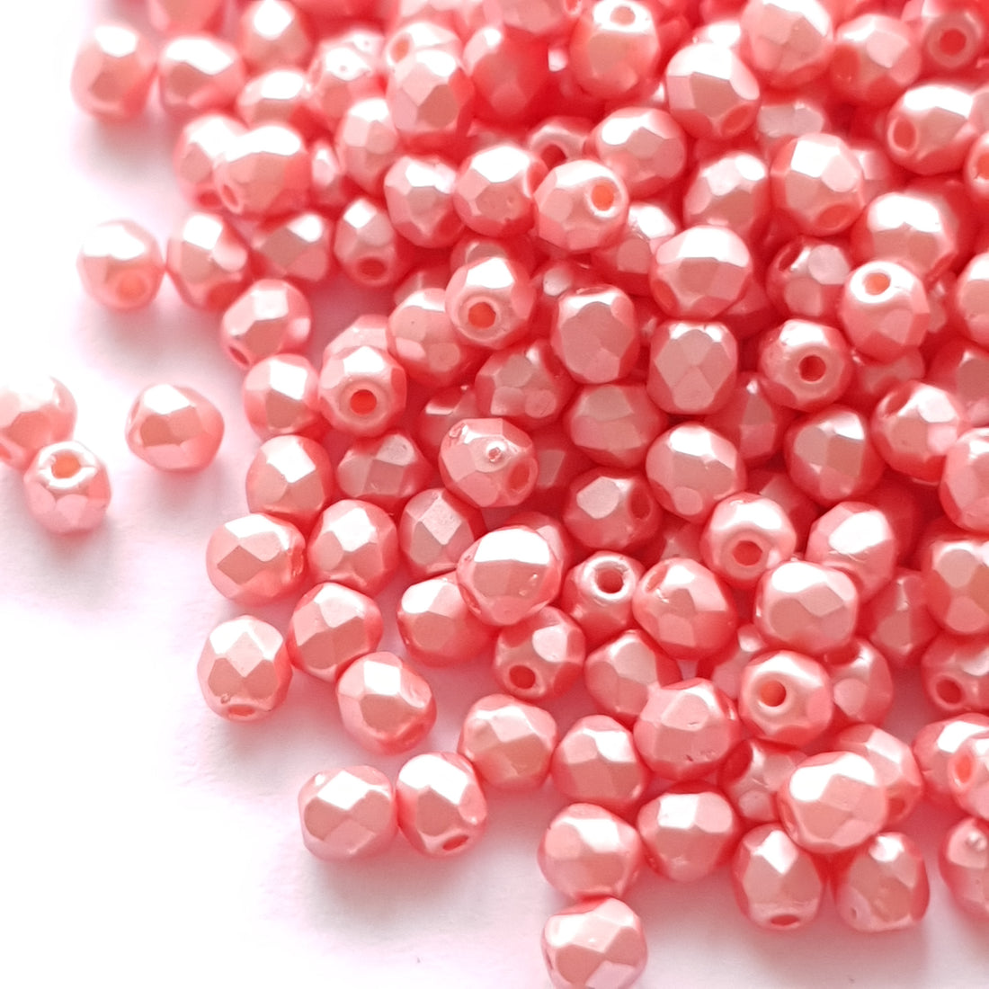 Fire Polished 3mm Alabaster Pastel LT Coral 25007 130st