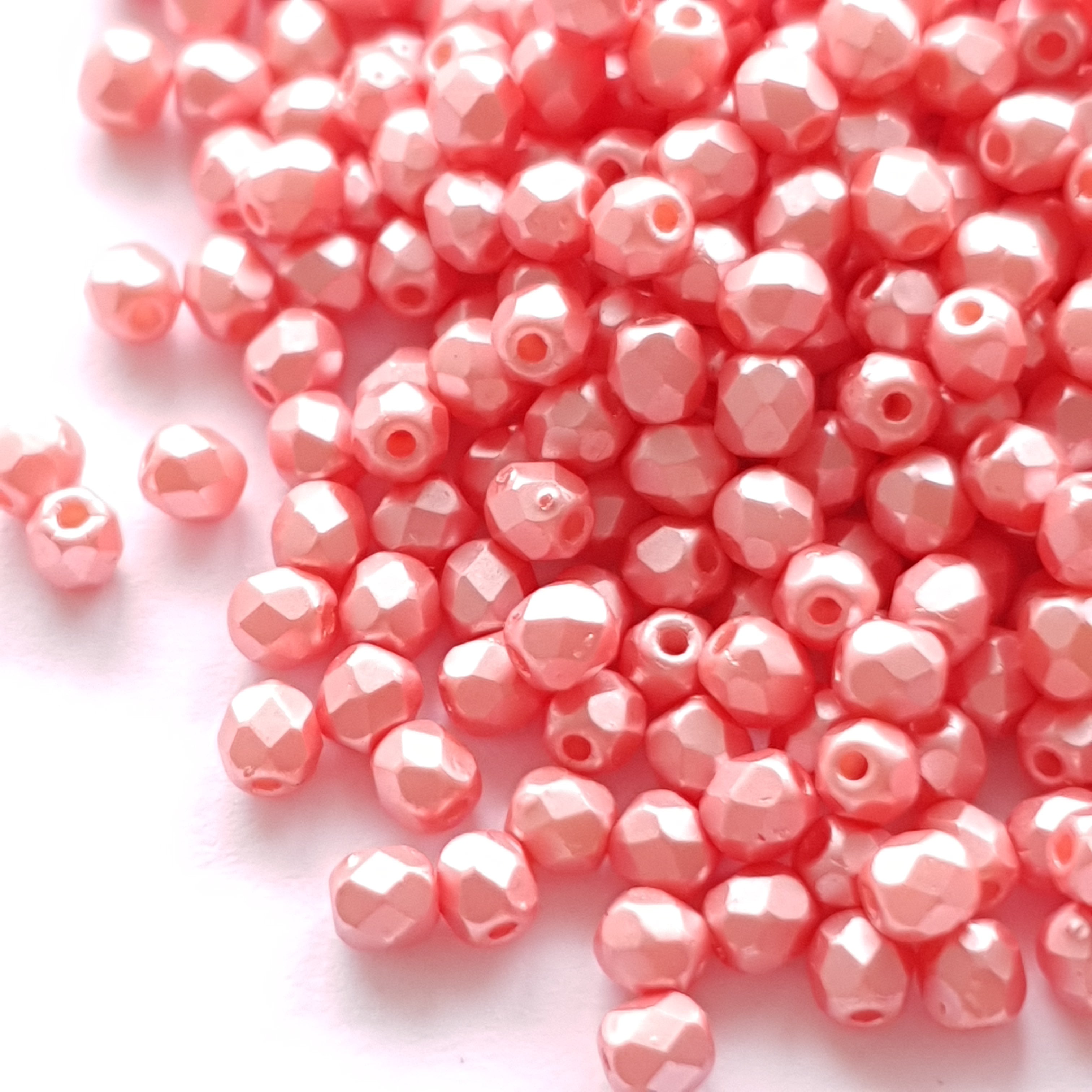 Fire Polished 3mm Alabaster Pastel LT Coral 25007 130pcs