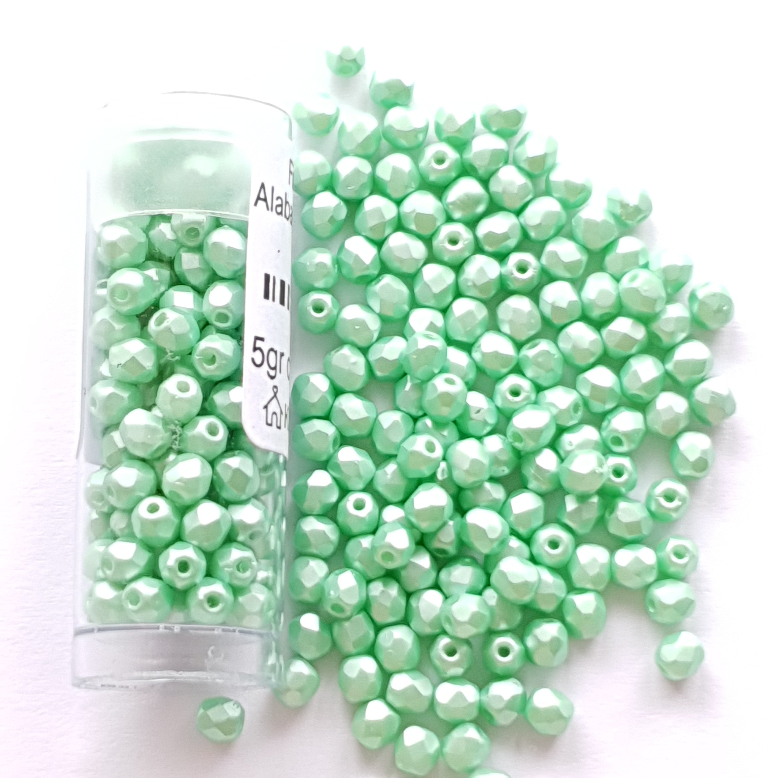 Fire Polished 3mm Alabaster Pastel LT Green 25025