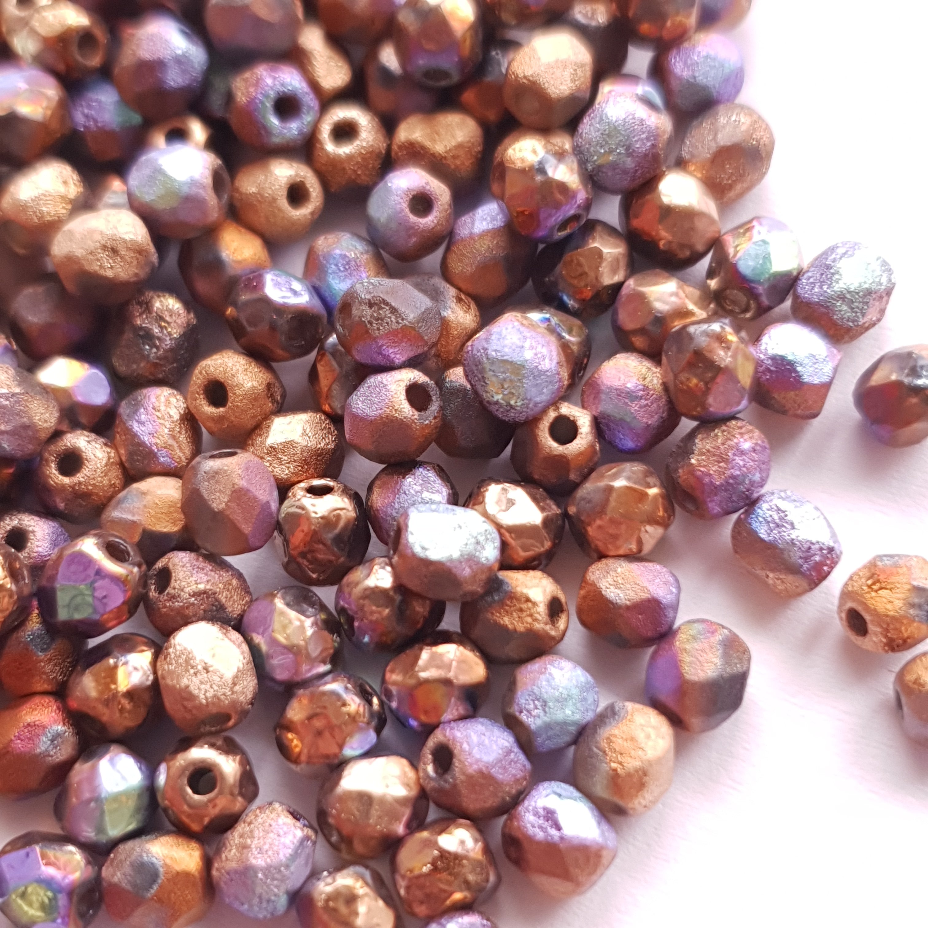 Fire Polished 4mm Crystal Etched Glittery Bronze 98556E