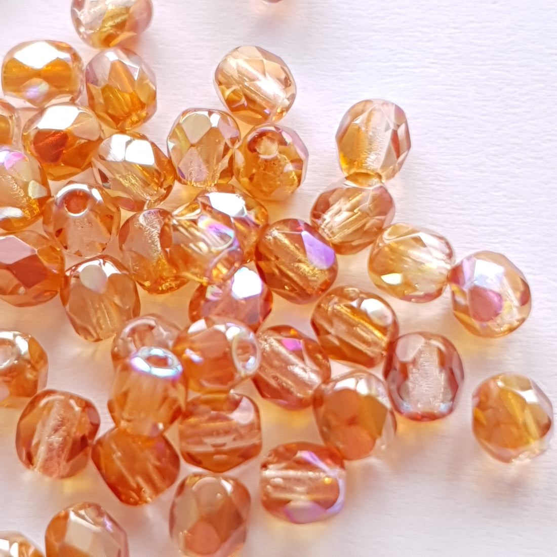 Fire Polished 4mm Crystal Orange Rainbow 98535