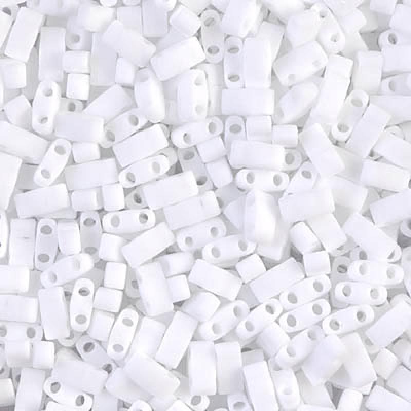 Miyuki Half Tila Beads White Opaque Matted HTL0402F