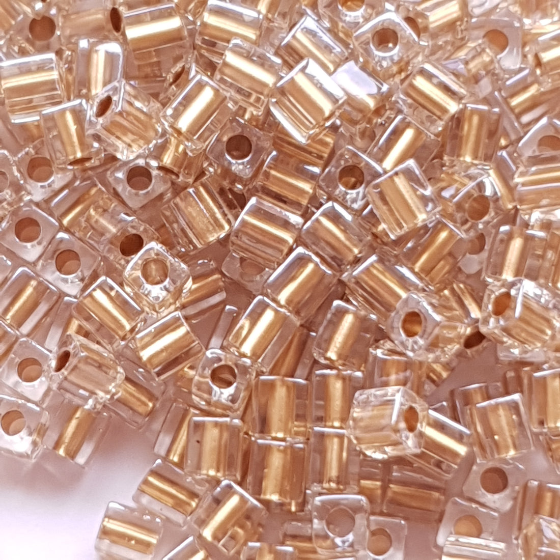 Miyuki Cubes 4mm Sparkling Metallic Gold Lined Crystal SB0234