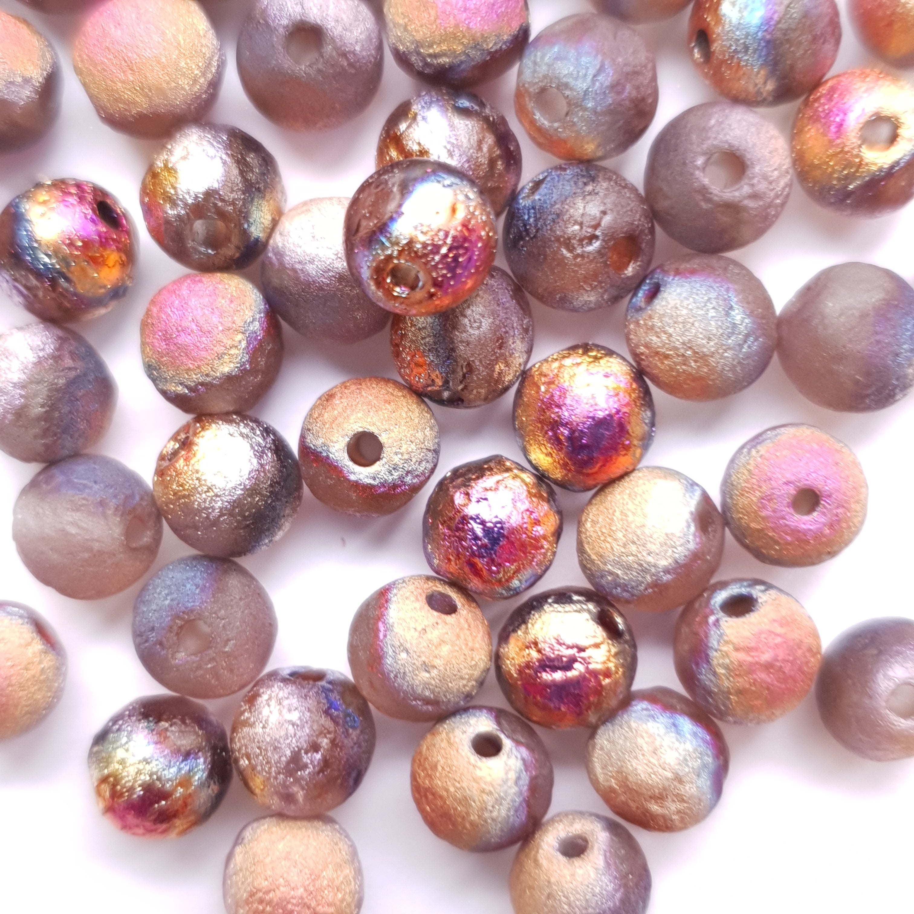 Tsjechisch glaskraal Rond 6mm Crystal Etched Sliperit Full 29583