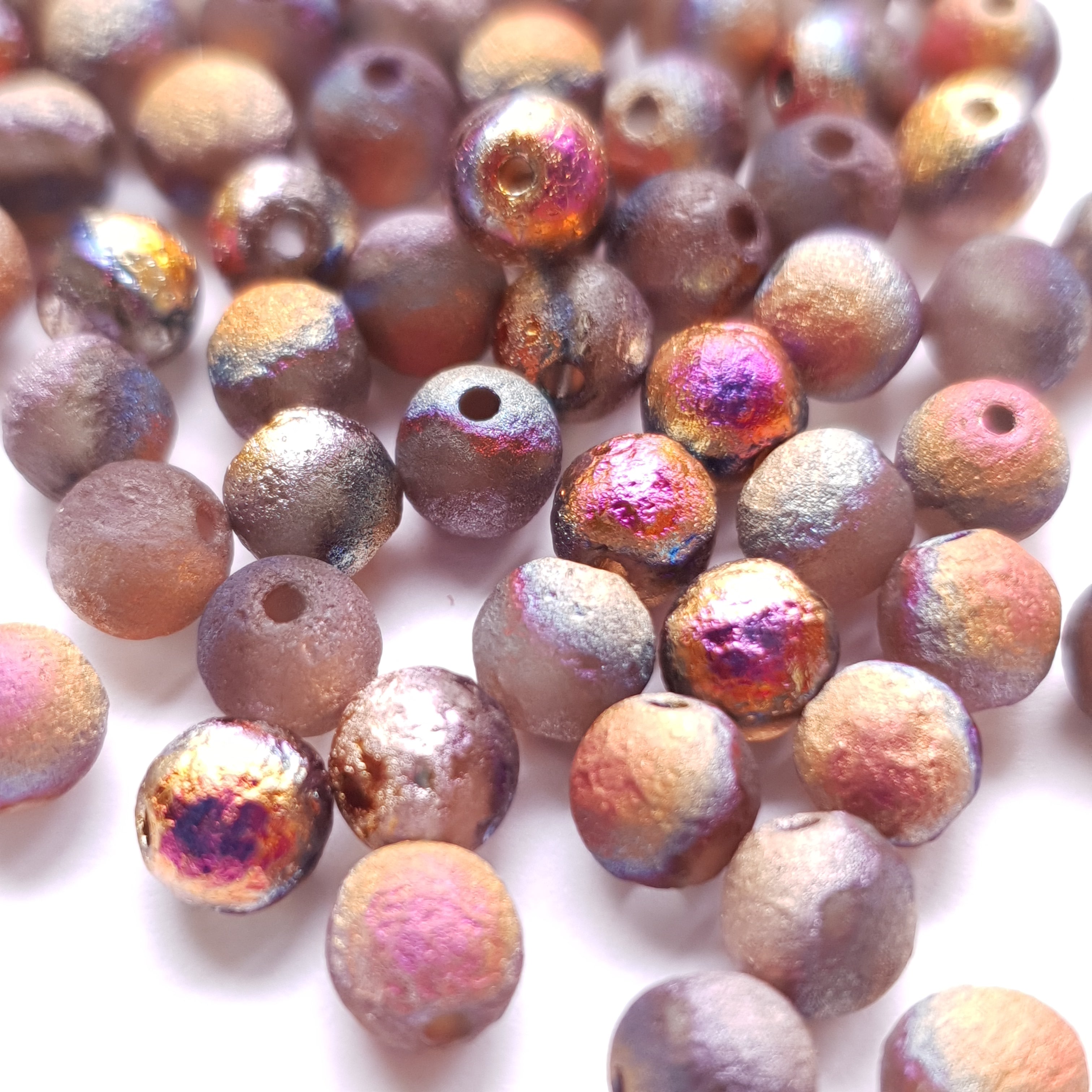 Tsjechisch glaskraal Rond 6mm Crystal Etched Sliperit Full 29583