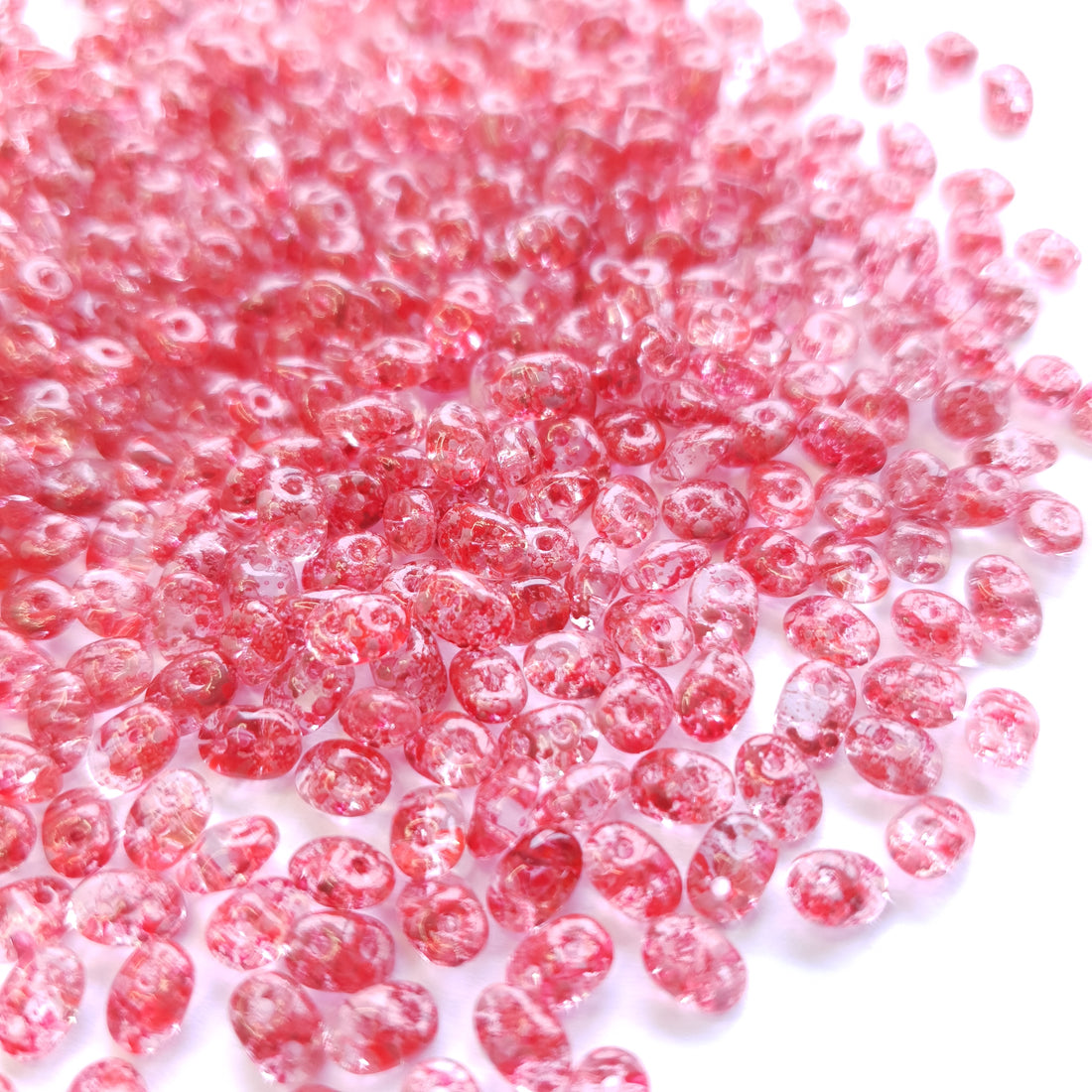 Superduo 5x2mm Confetti Splash Red -Pink