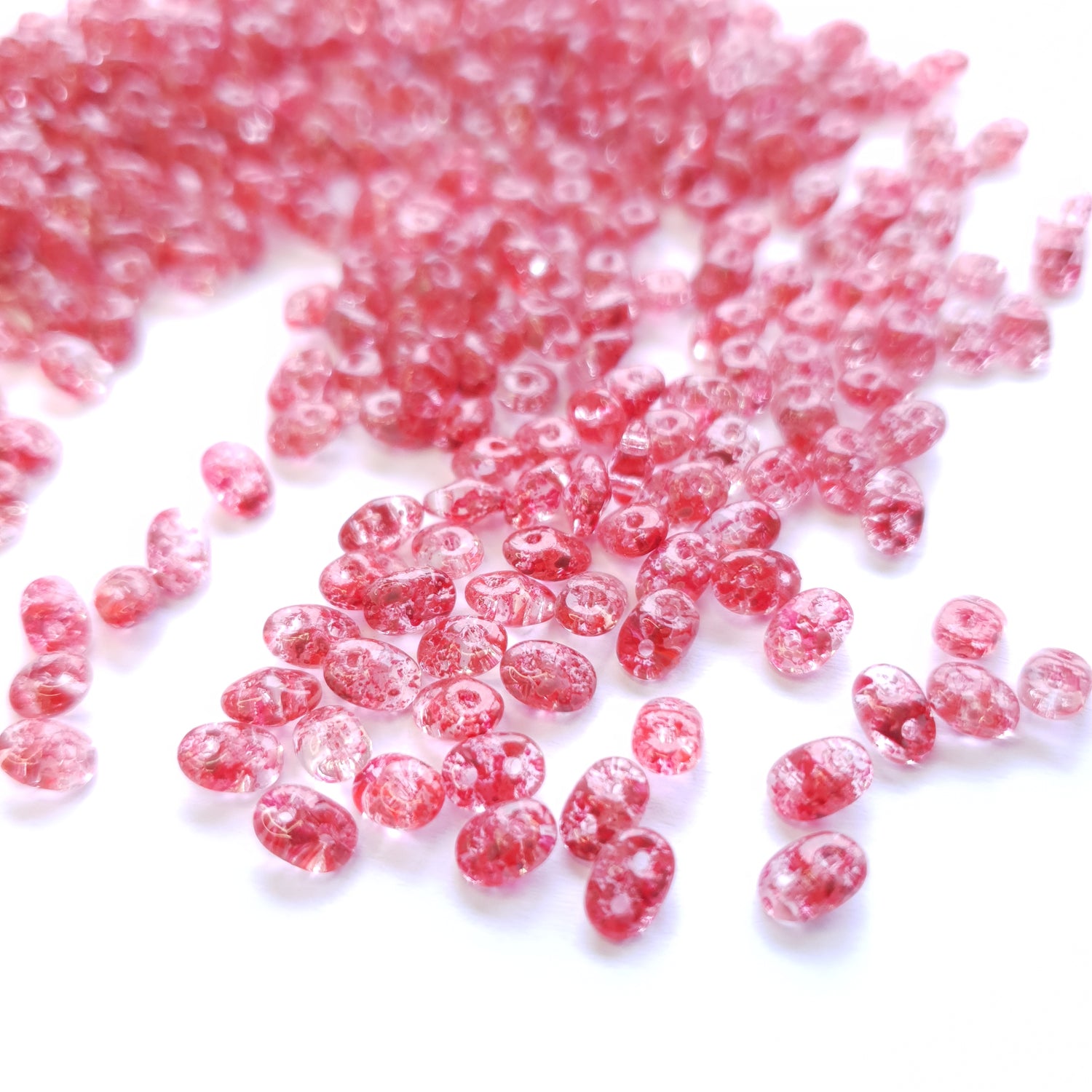 Superduo 5x2mm Confetti Splash Red -Pink